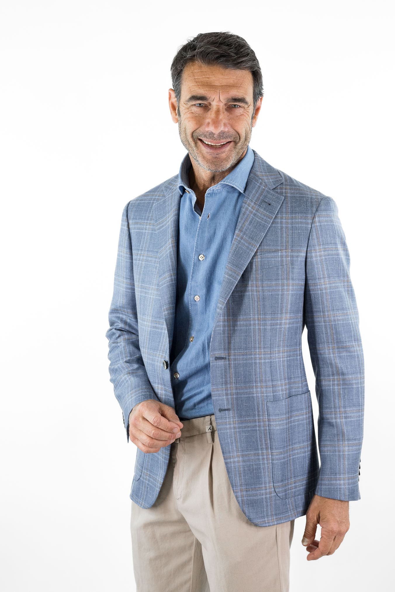 CANALI Giacca "Kei" Principe di Galles Azzurro