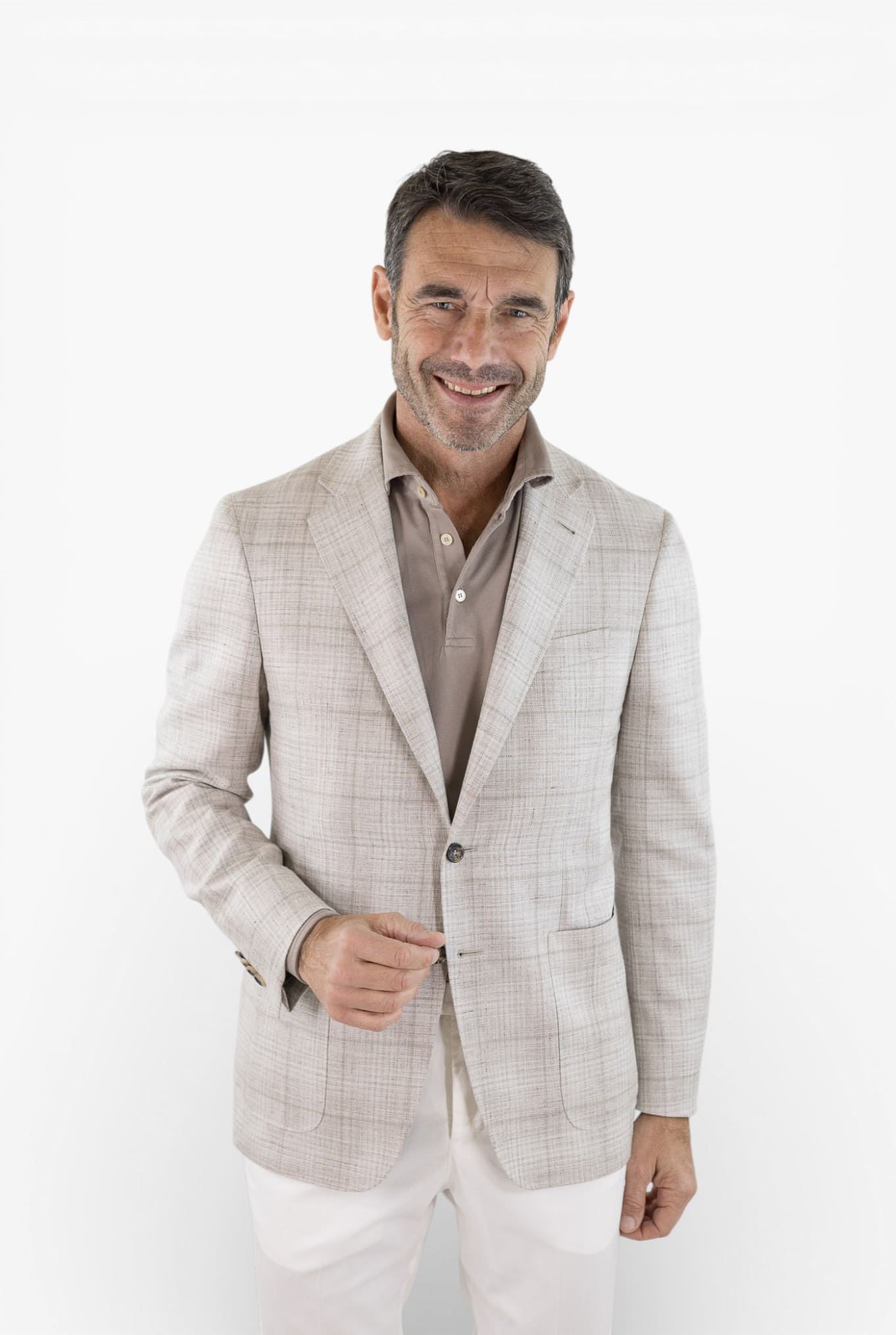 CANALI Giacca "Kei" Principe di Galles Beige