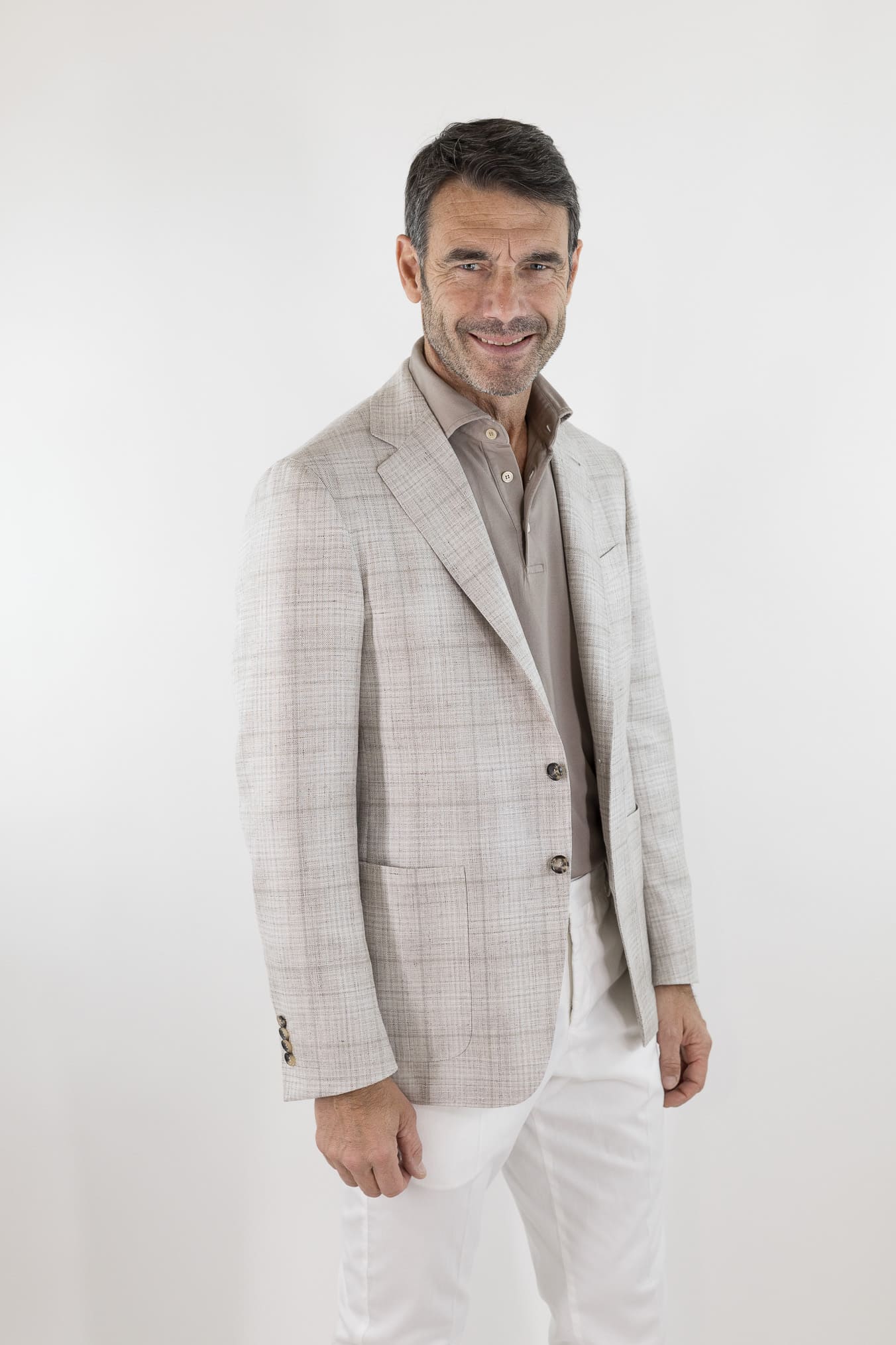 CANALI Giacca "Kei" Principe di Galles Beige