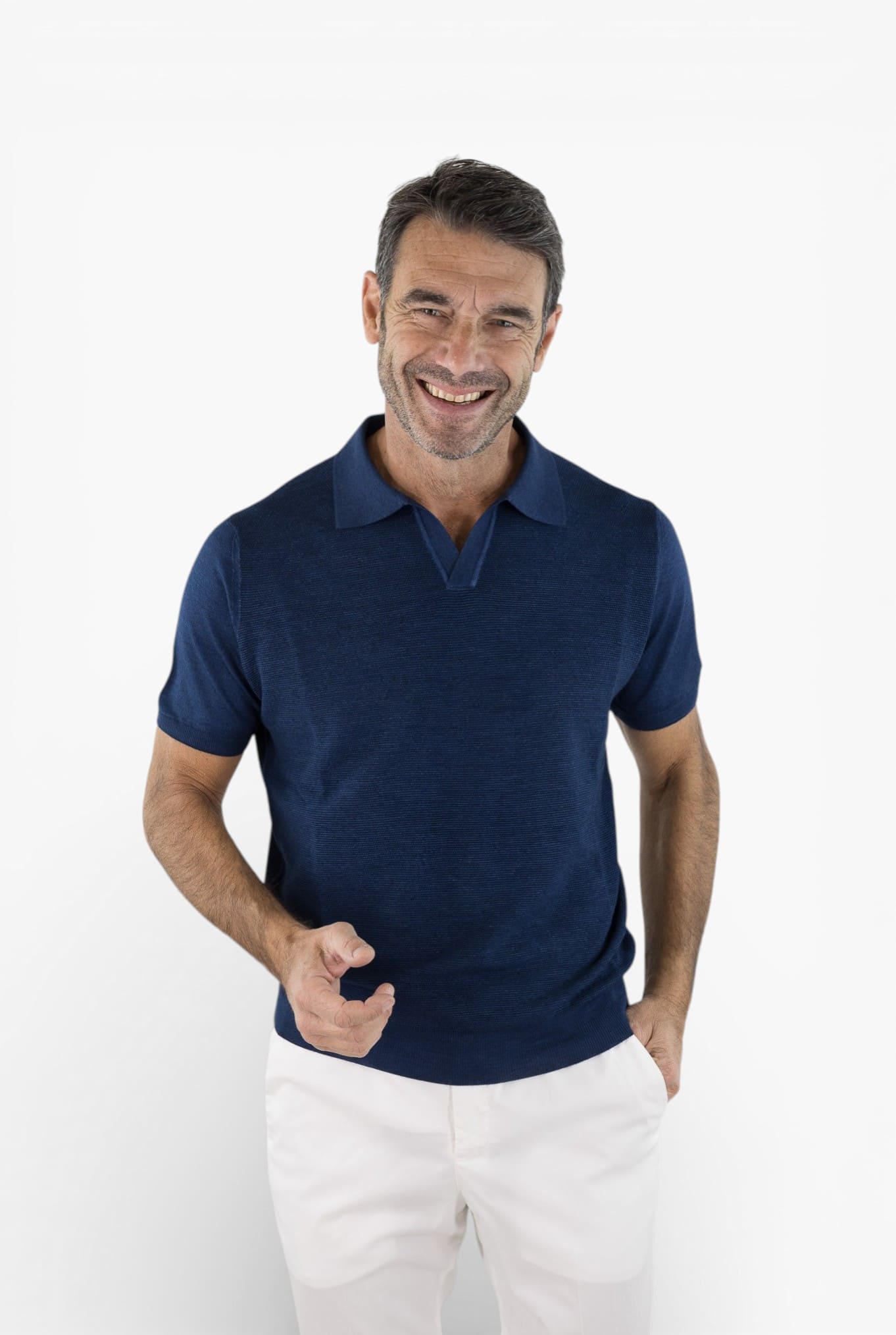 CANALI Polo Skipper Lana Seta Superlight Blu