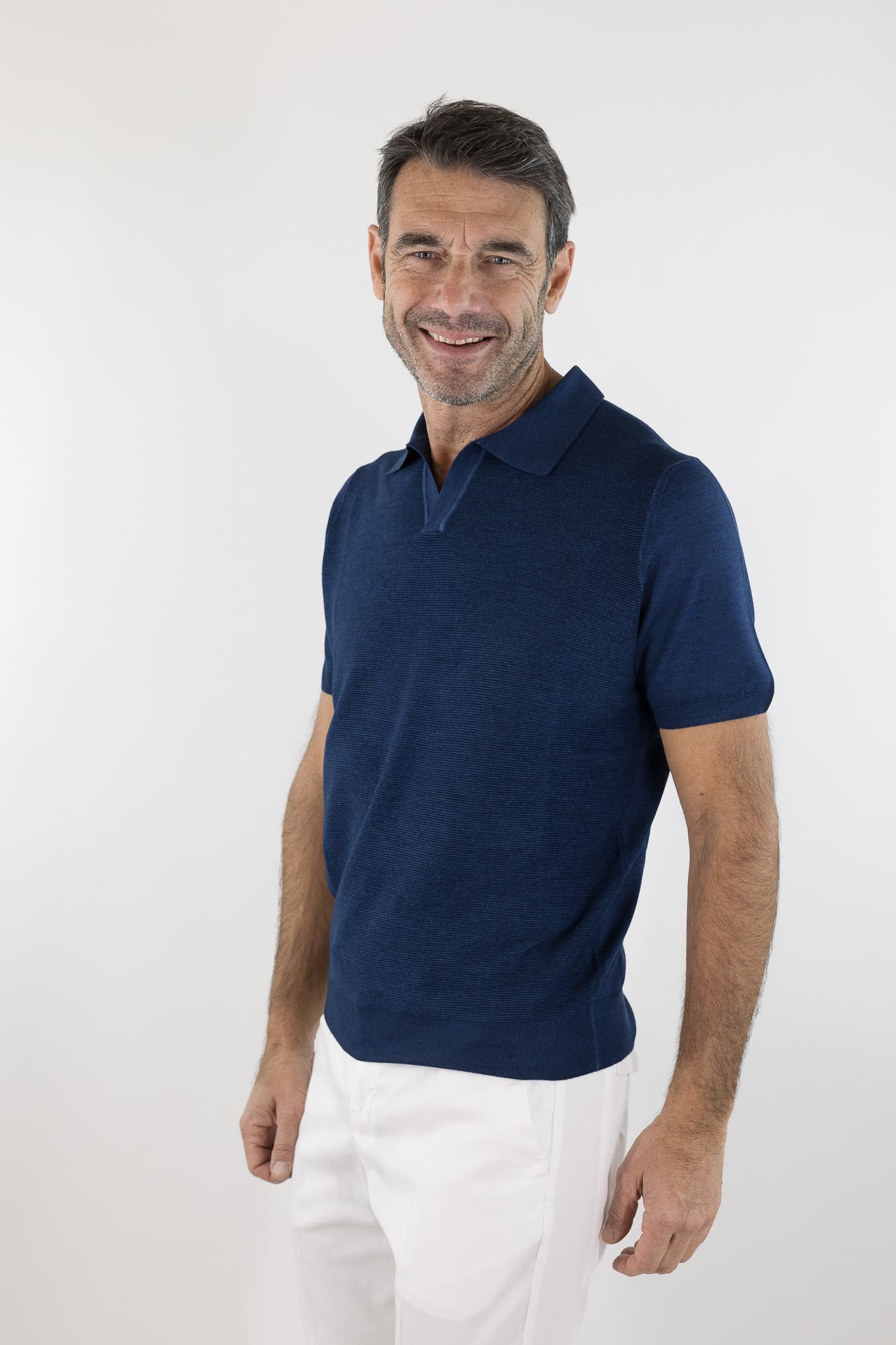 CANALI Polo Skipper Lana Seta Superlight Blu