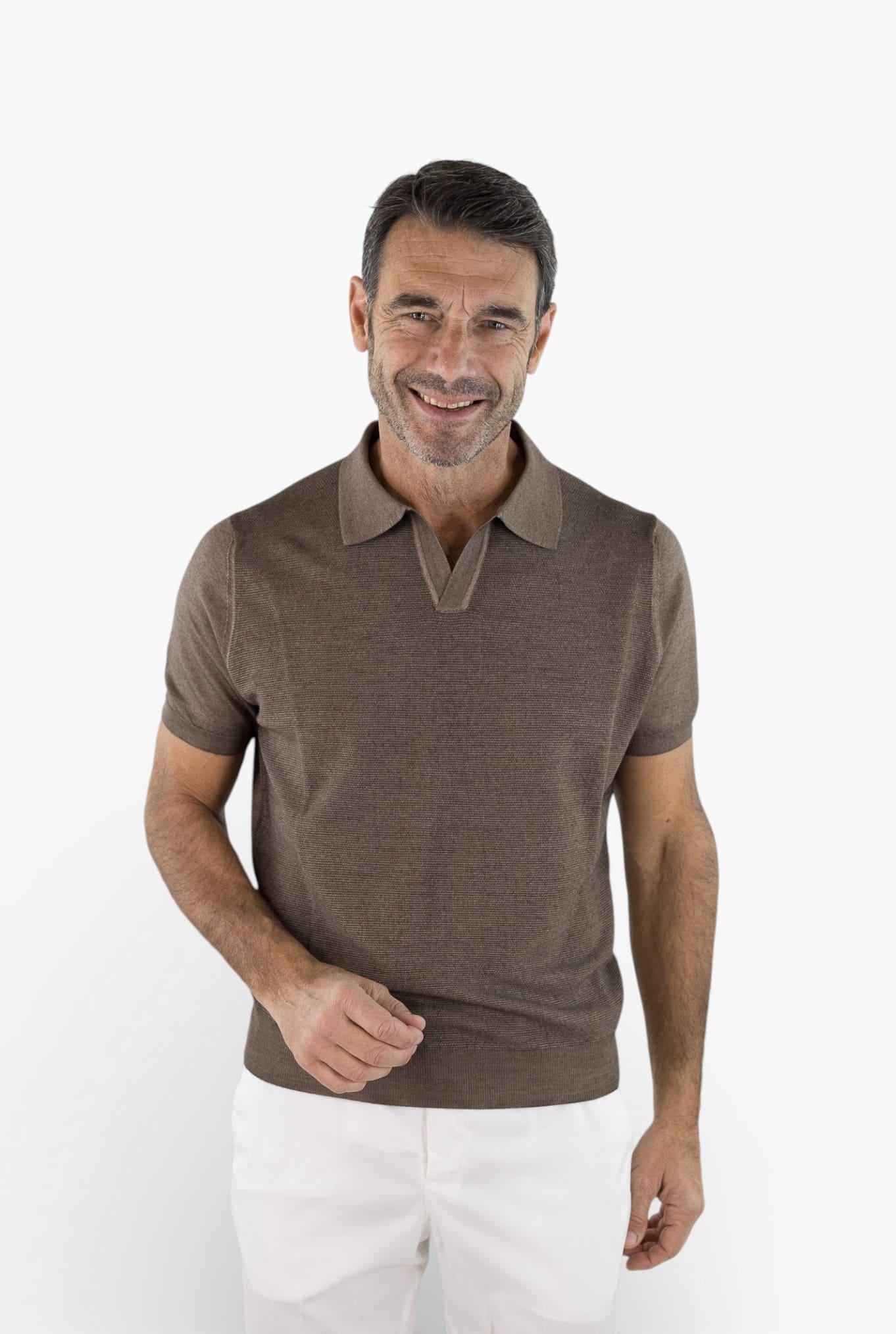 CANALI Polo Skipper Lana Seta Superlight Marrone
