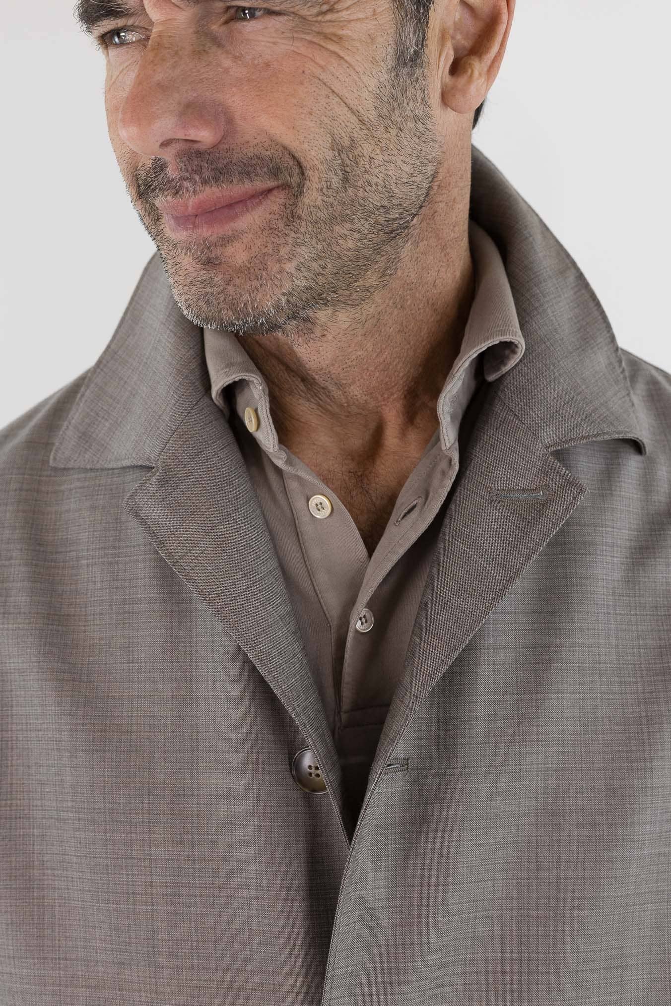 CANALI Soprabito Sfoderato Lana Rain Treatment Tortora