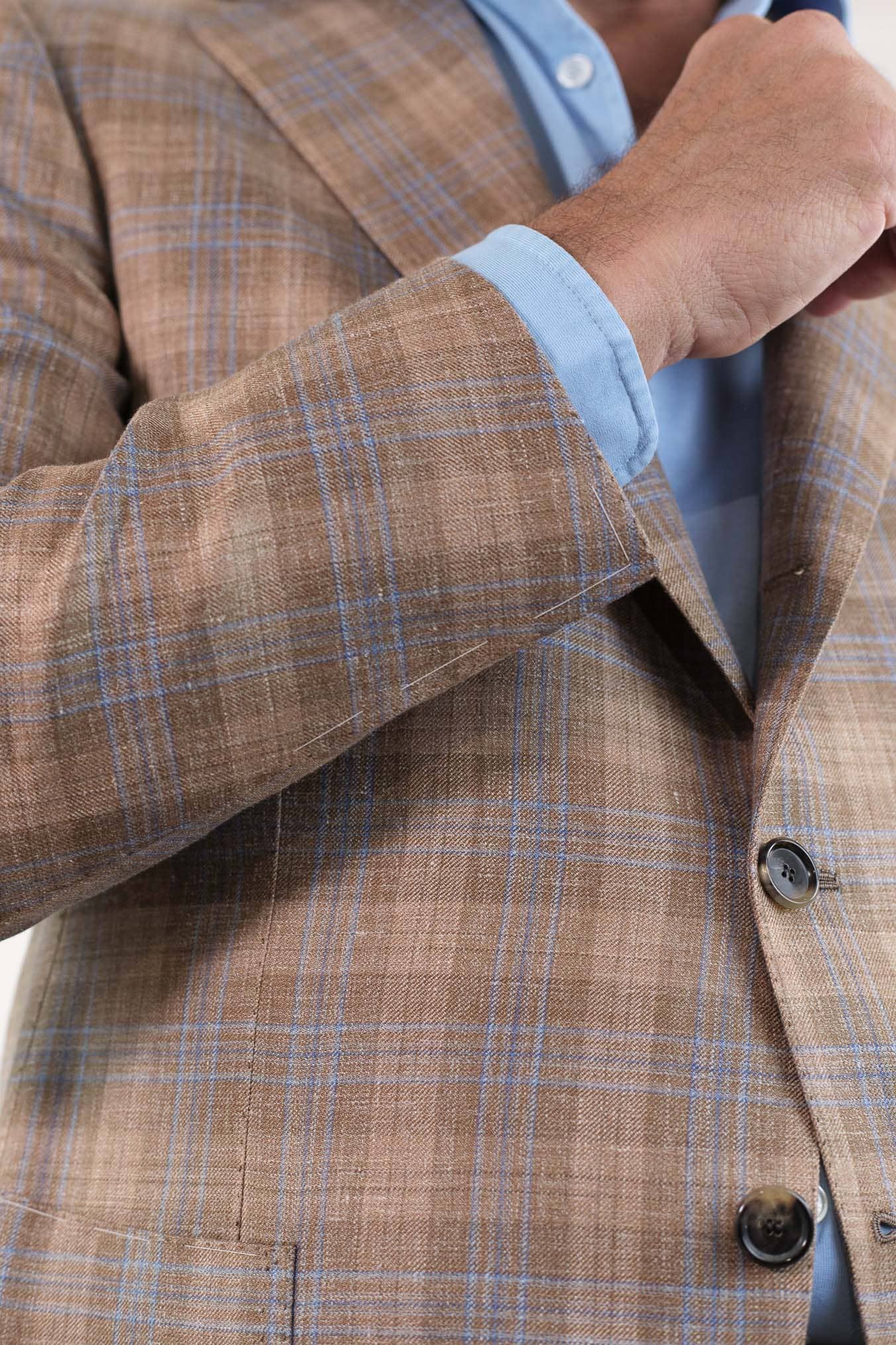 CESARE ATTOLINI Giacca Monopetto Check Beige e Blu