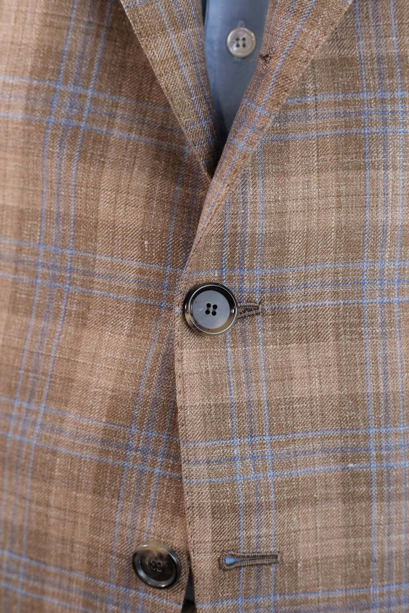 CESARE ATTOLINI Giacca Monopetto Check Beige e Blu