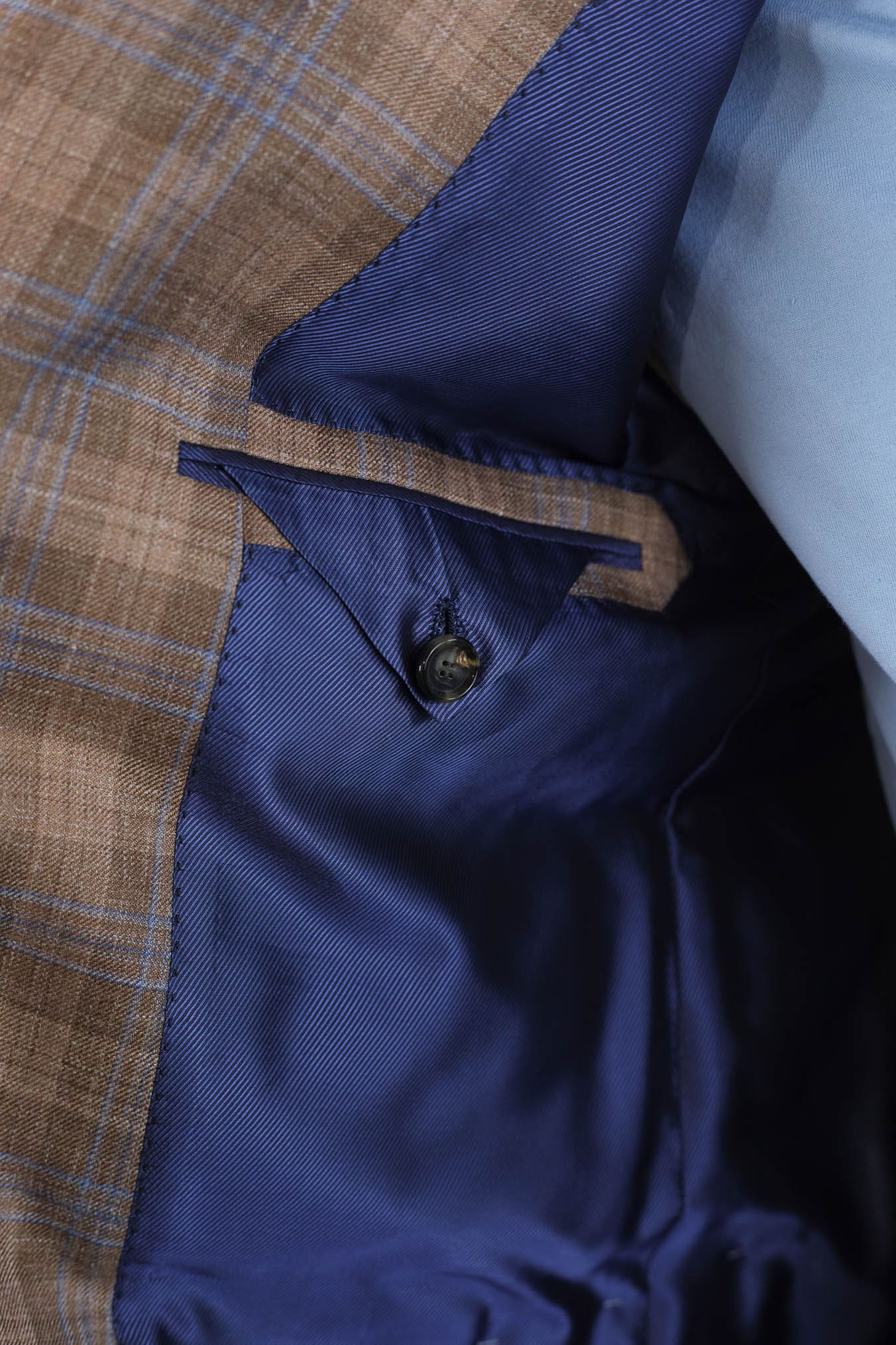 CESARE ATTOLINI Giacca Monopetto Check Beige e Blu