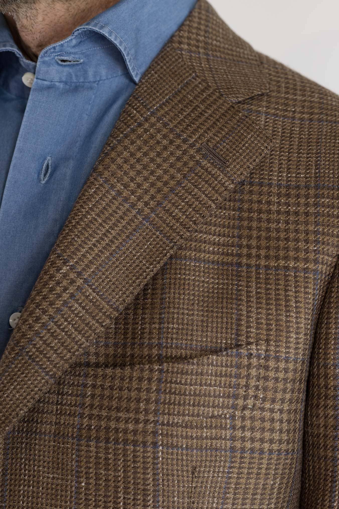 CESARE ATTOLINI Giacca Galles Marrone Riga Blu