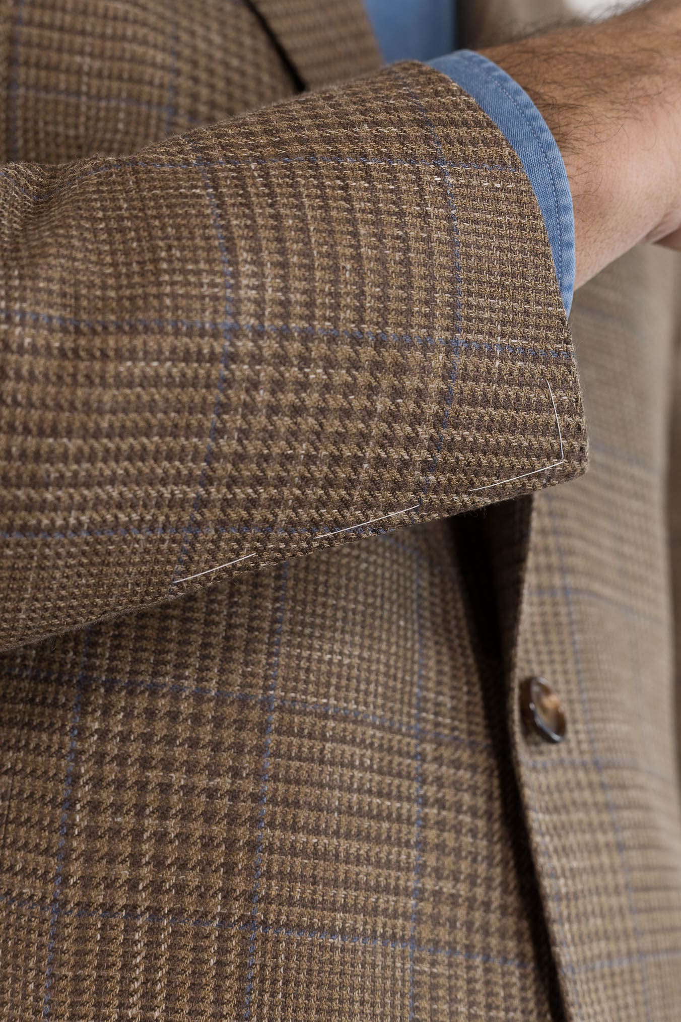 CESARE ATTOLINI Giacca Galles Marrone Riga Blu