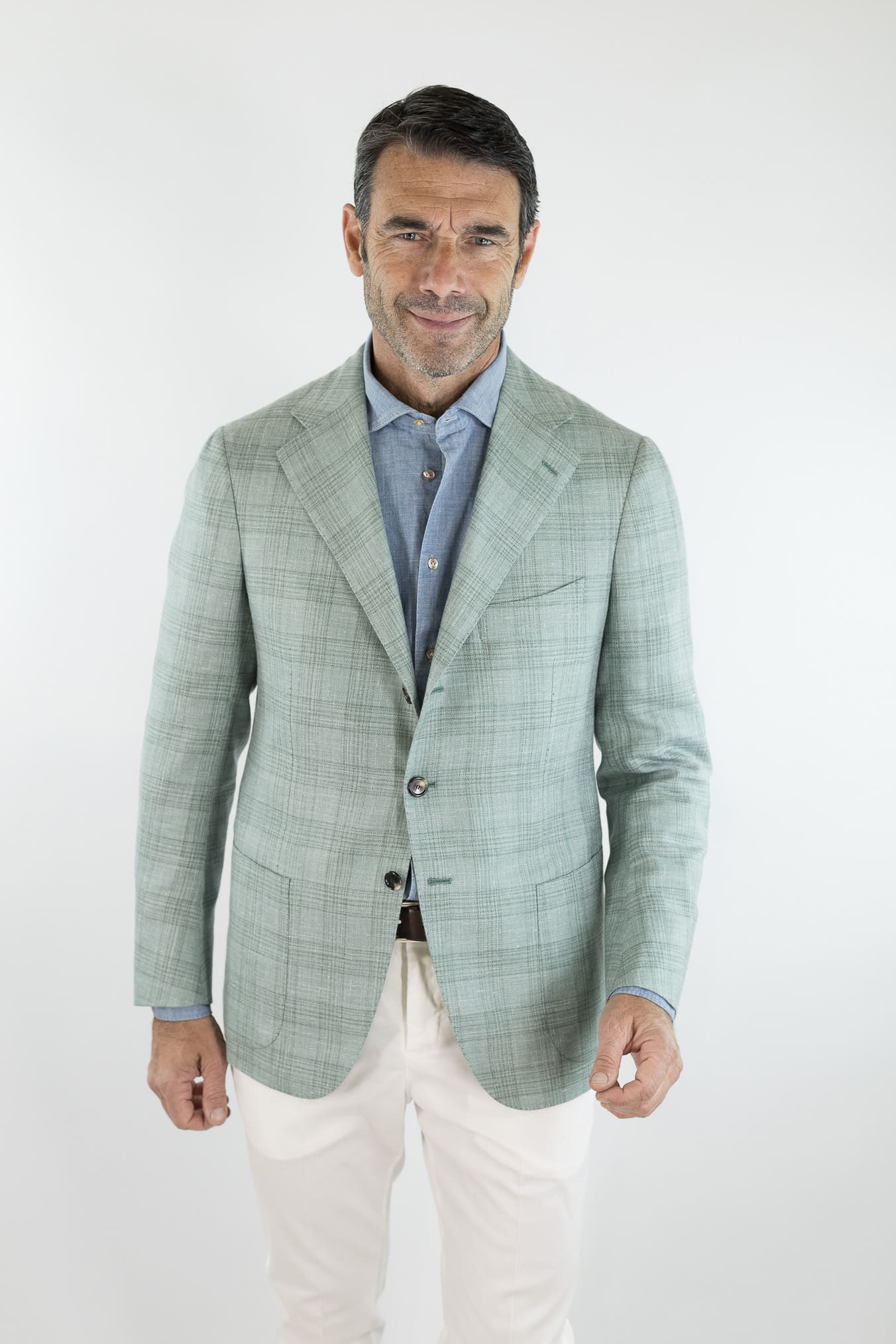 CESARE ATTOLINI Giacca Principe di Galles Verde