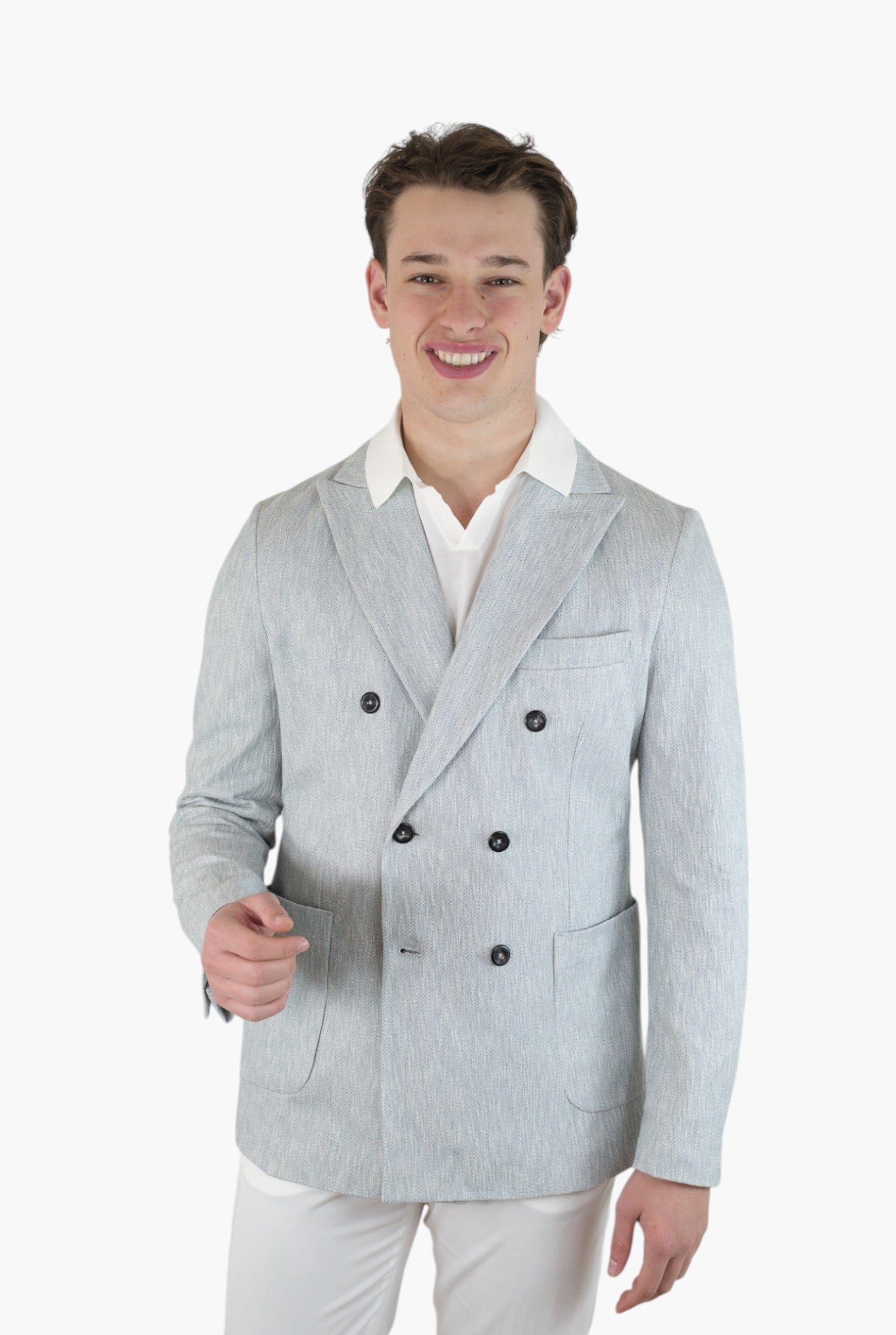 CIRCOLO 1901 Giacca Doppiopetto Cotone Fiammato Celeste