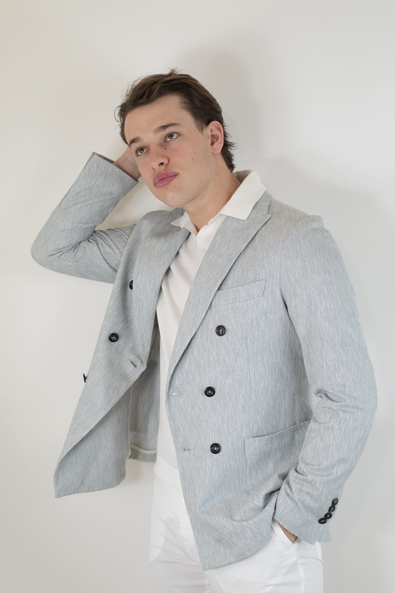 CIRCOLO 1901 Giacca Doppiopetto Cotone Fiammato Celeste