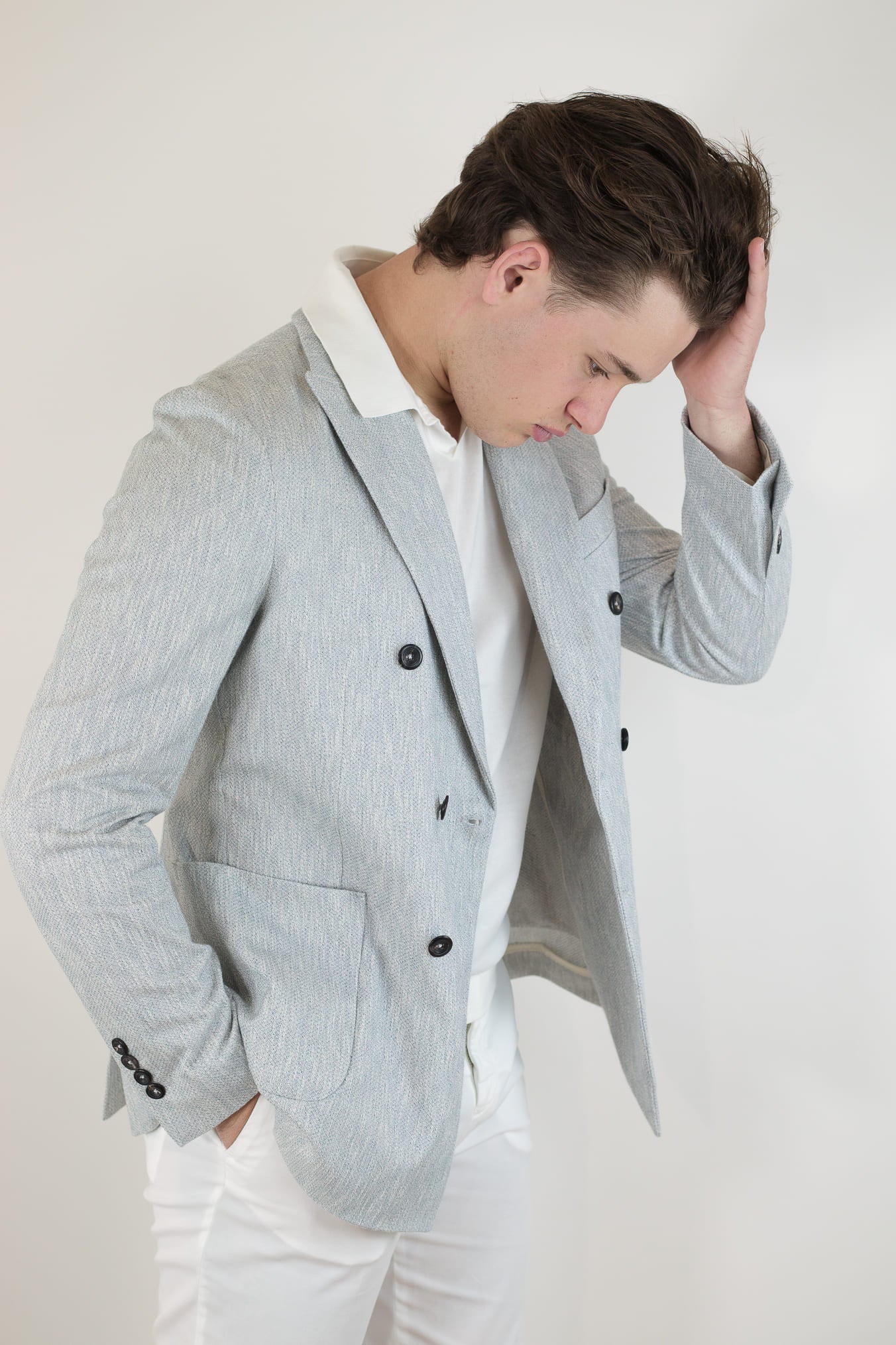 CIRCOLO 1901 Giacca Doppiopetto Cotone Fiammato Celeste