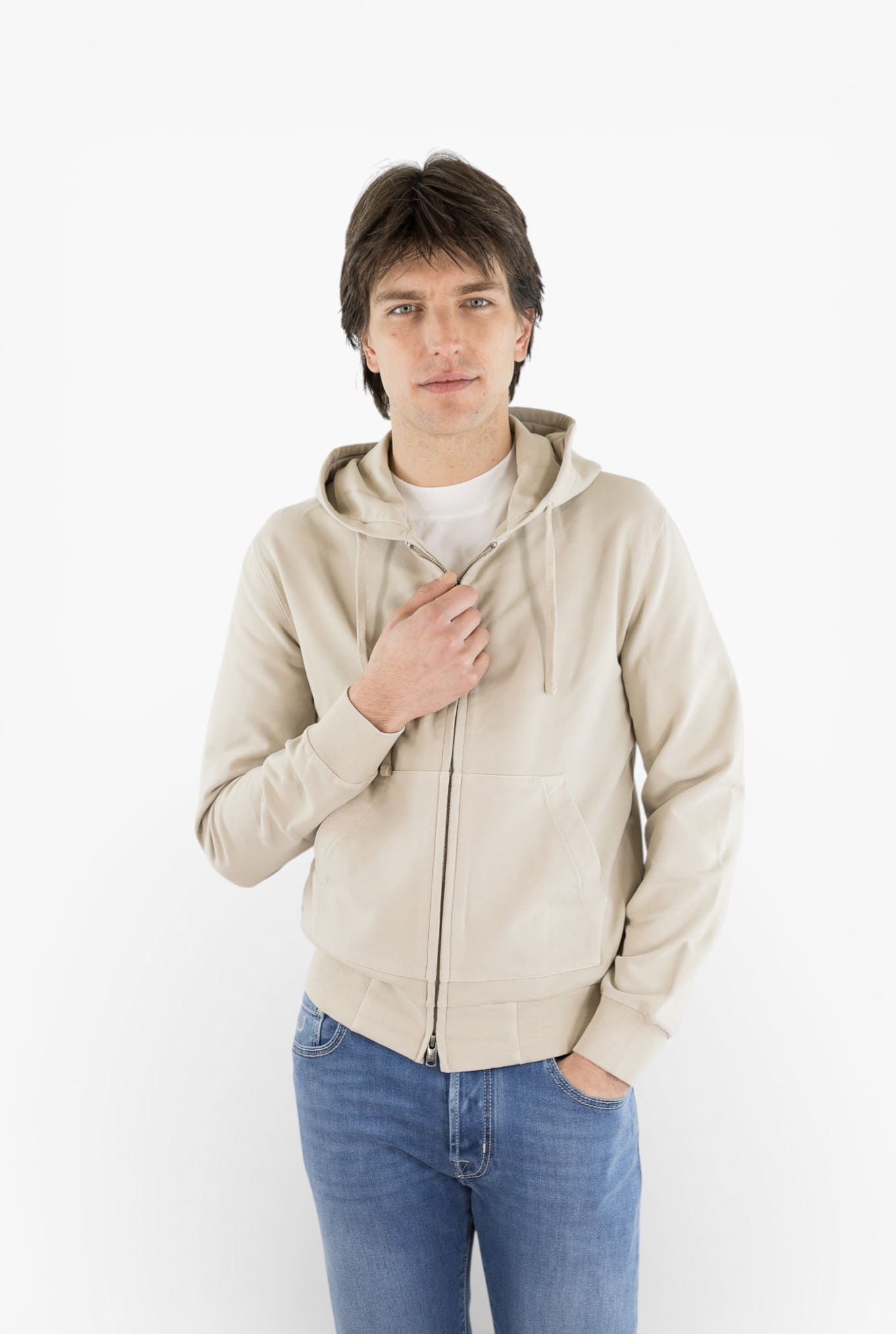 CIRCOLO 1901 Felpa Cappuccio Cotone Beige