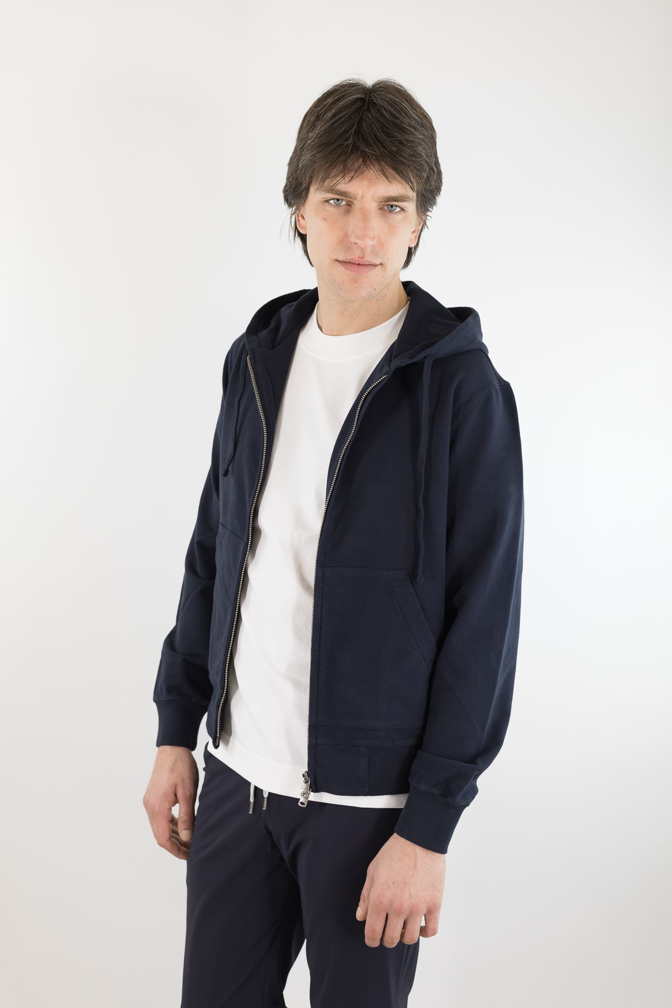 CIRCOLO 1901 Felpa Cappuccio Cotone Blu Navy