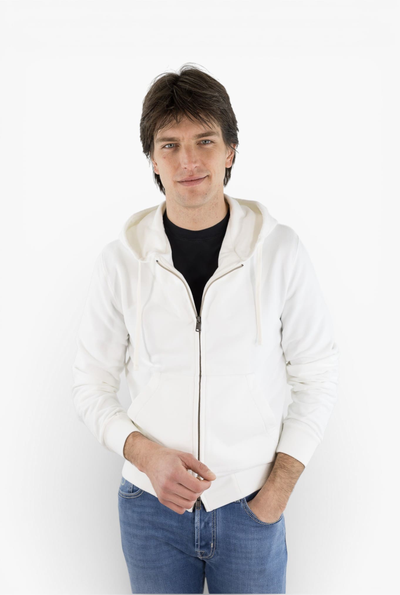 CIRCOLO 1901 Felpa Cappuccio Cotone Bianco Latte