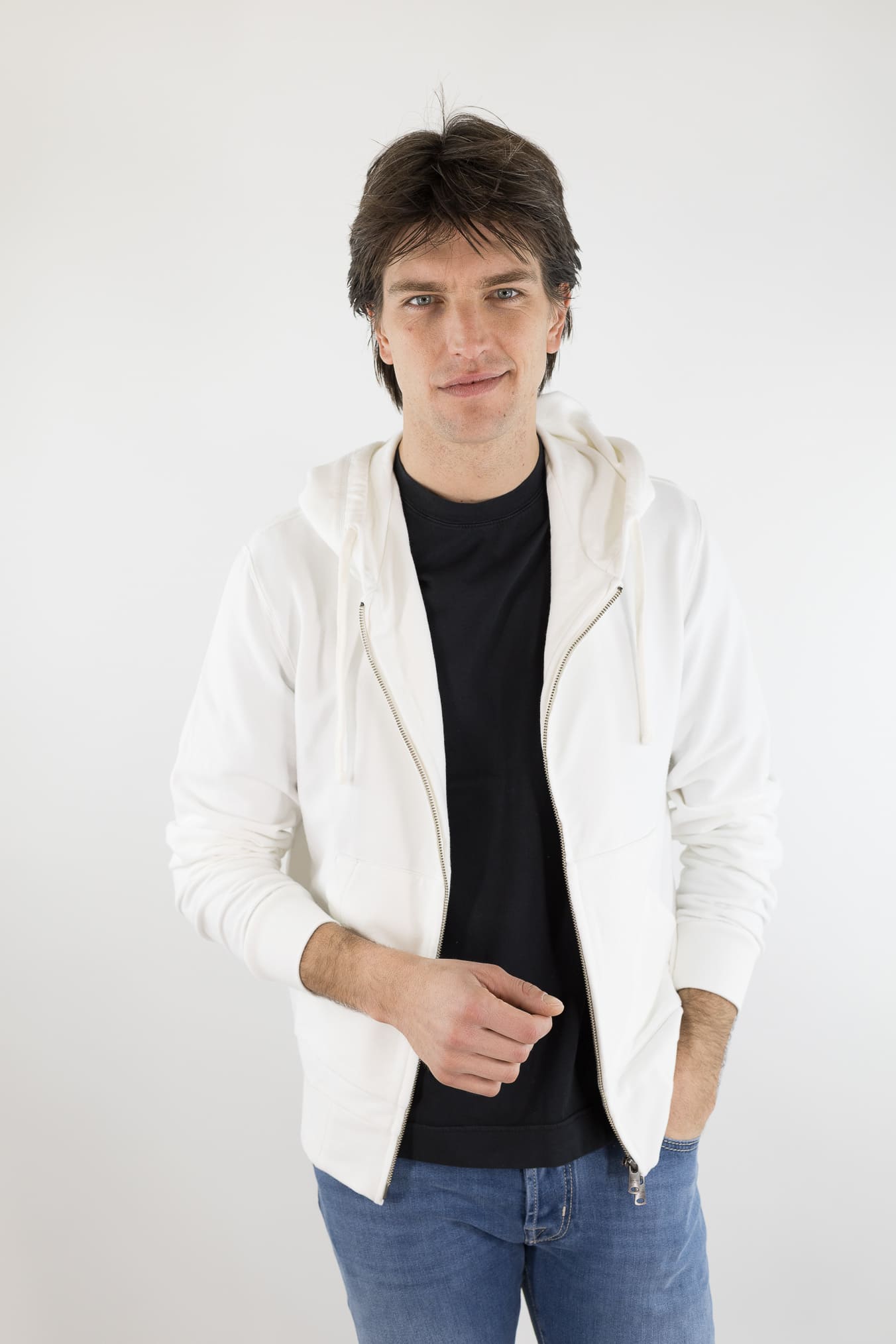 CIRCOLO 1901 Felpa Cappuccio Cotone Bianco Latte