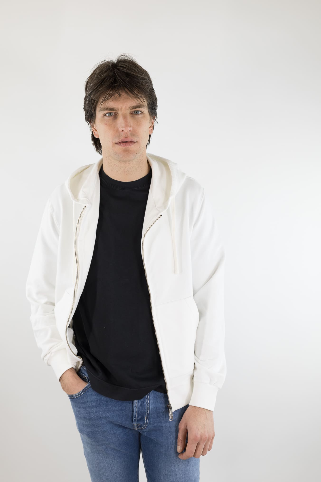 CIRCOLO 1901 Felpa Cappuccio Cotone Bianco Latte