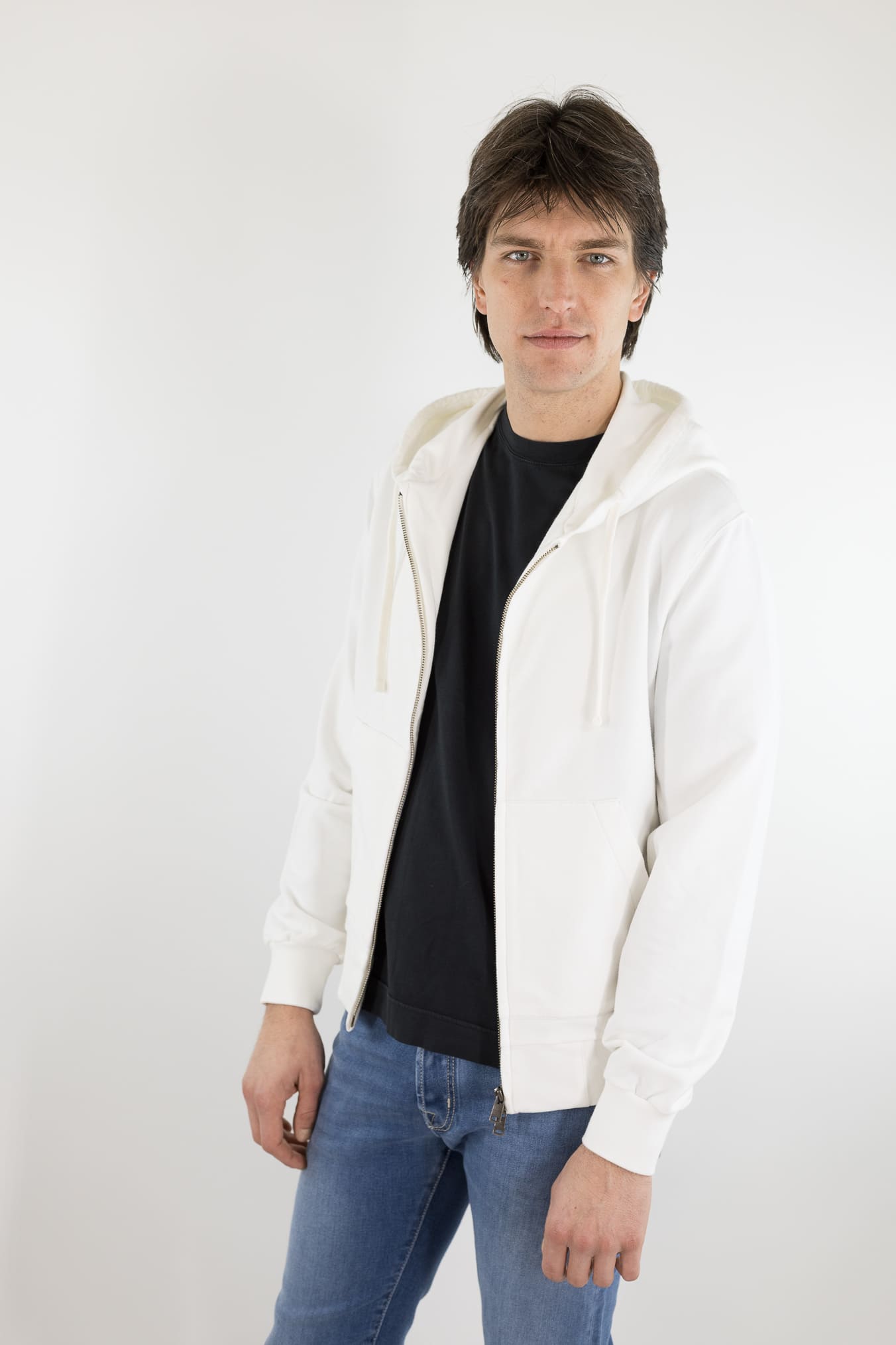 CIRCOLO 1901 Felpa Cappuccio Cotone Bianco Latte