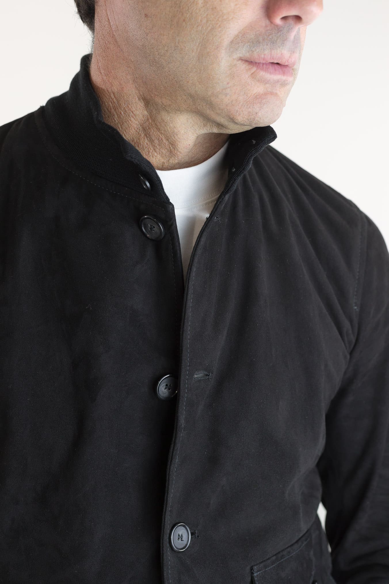 CONTRASTWAY Giubbotto Suede Light Wash Nero