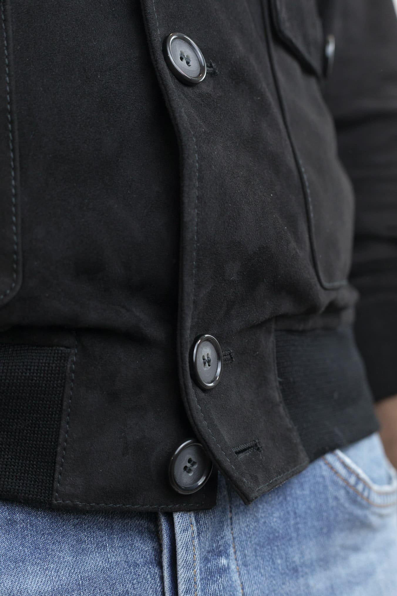 CONTRASTWAY Giubbotto Suede Light Wash Nero