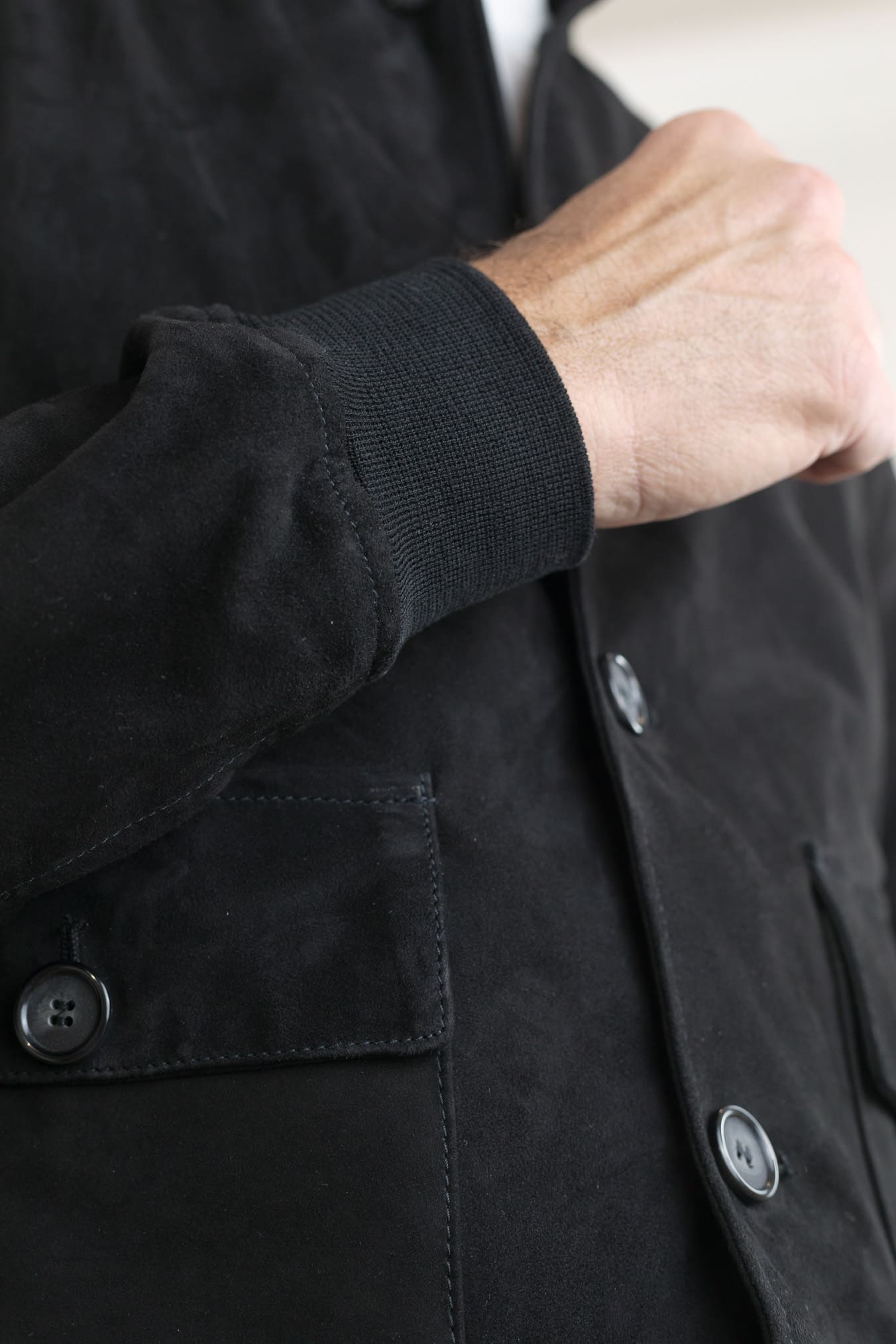 CONTRASTWAY Giubbotto Suede Light Wash Nero