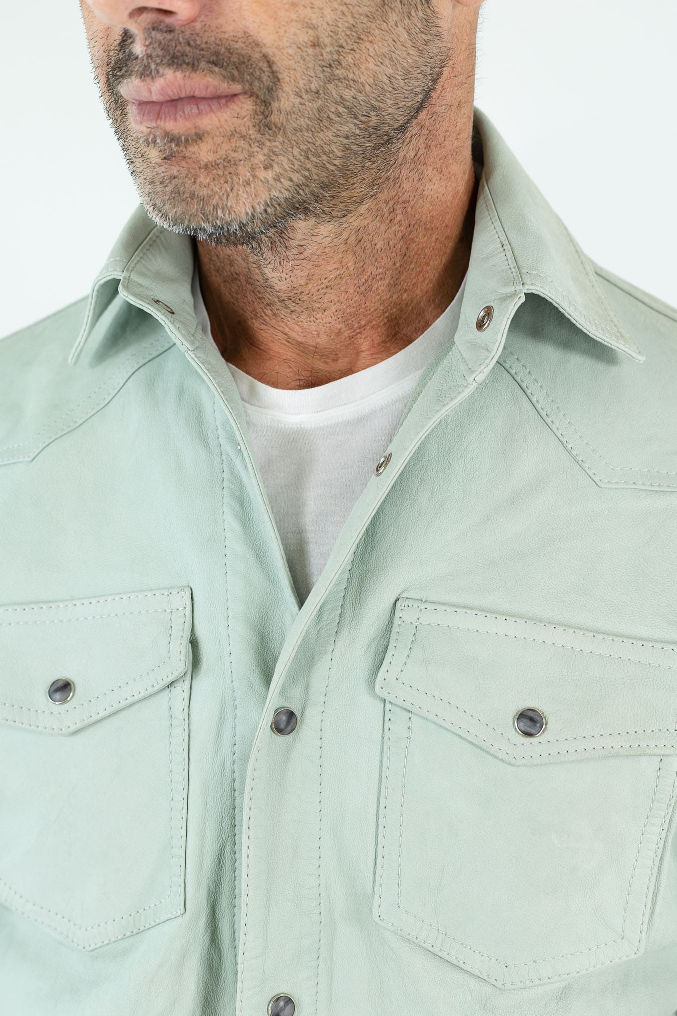 CONTRASTWAY Camicia Texana Nabuk Verde Chiaro