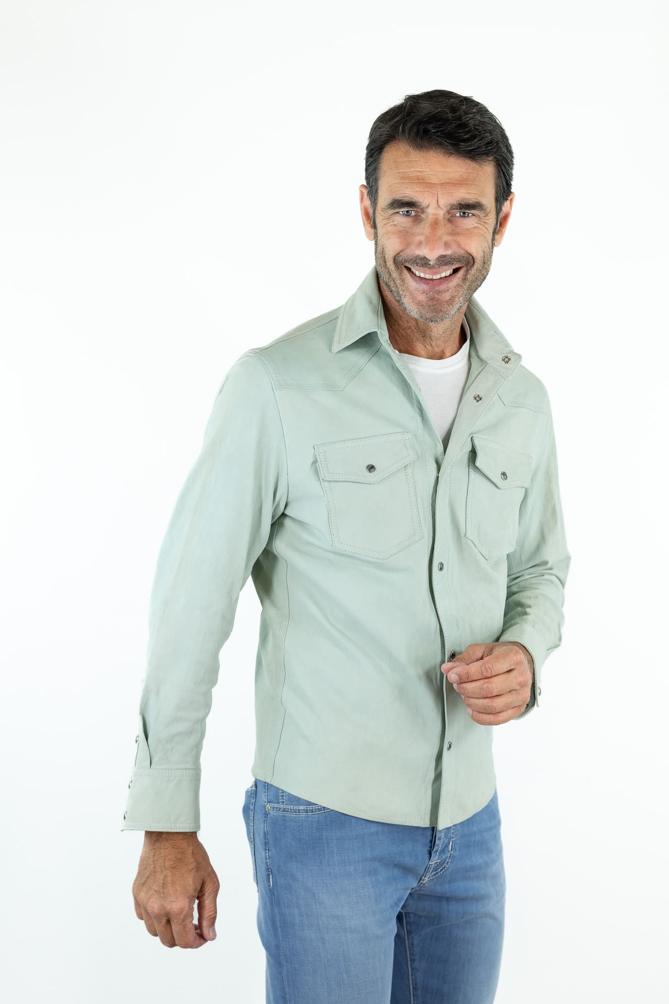 CONTRASTWAY Camicia Texana Nabuk Verde Chiaro