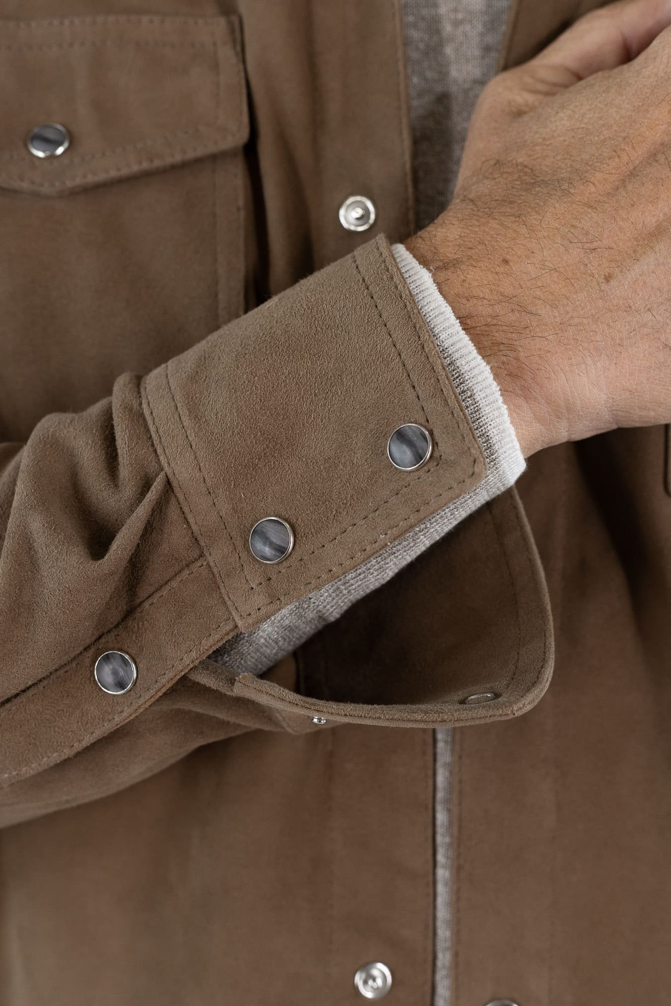 CONTRASTWAY Camicia Suede Texana Tabacco