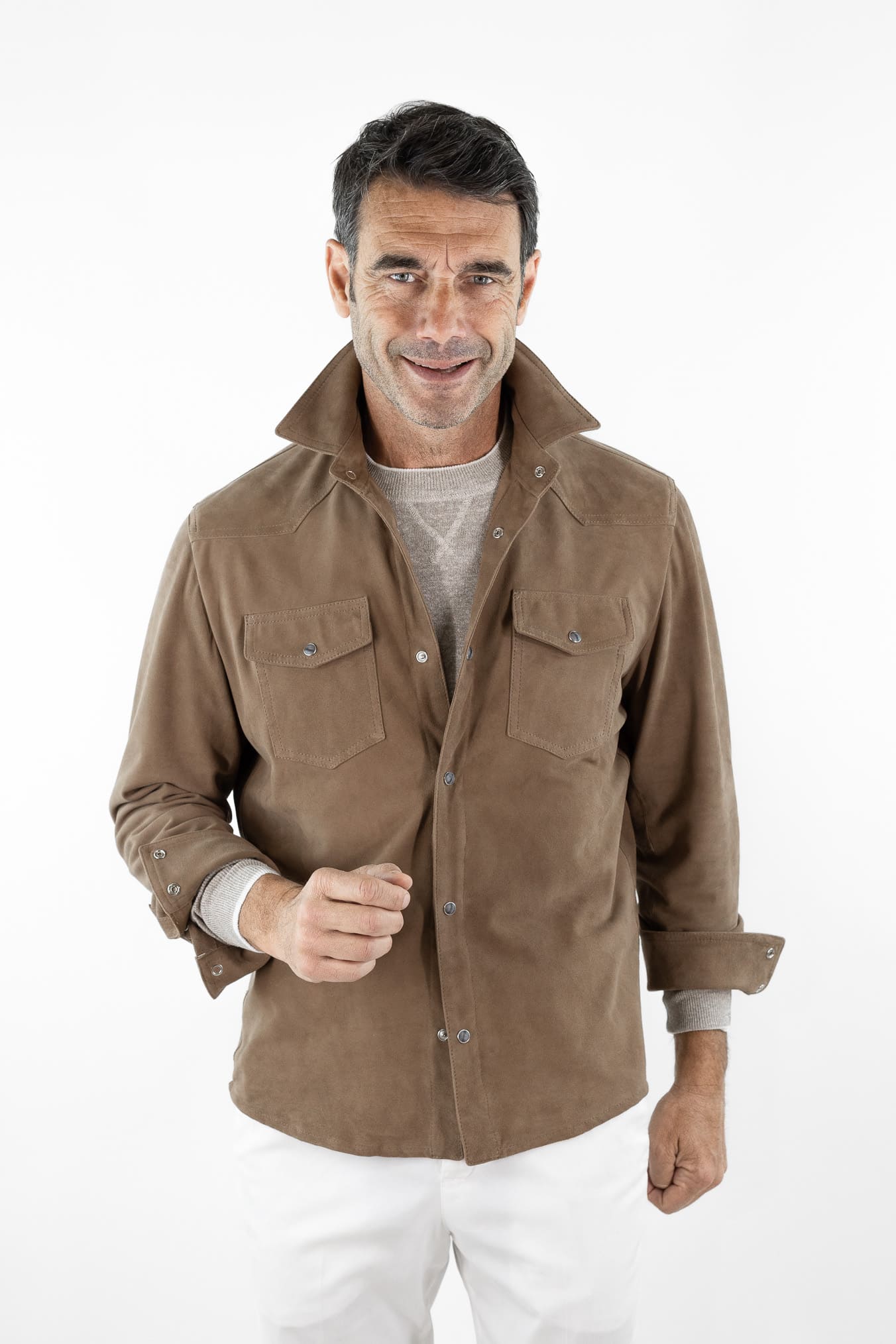 CONTRASTWAY Camicia Suede Texana Tabacco