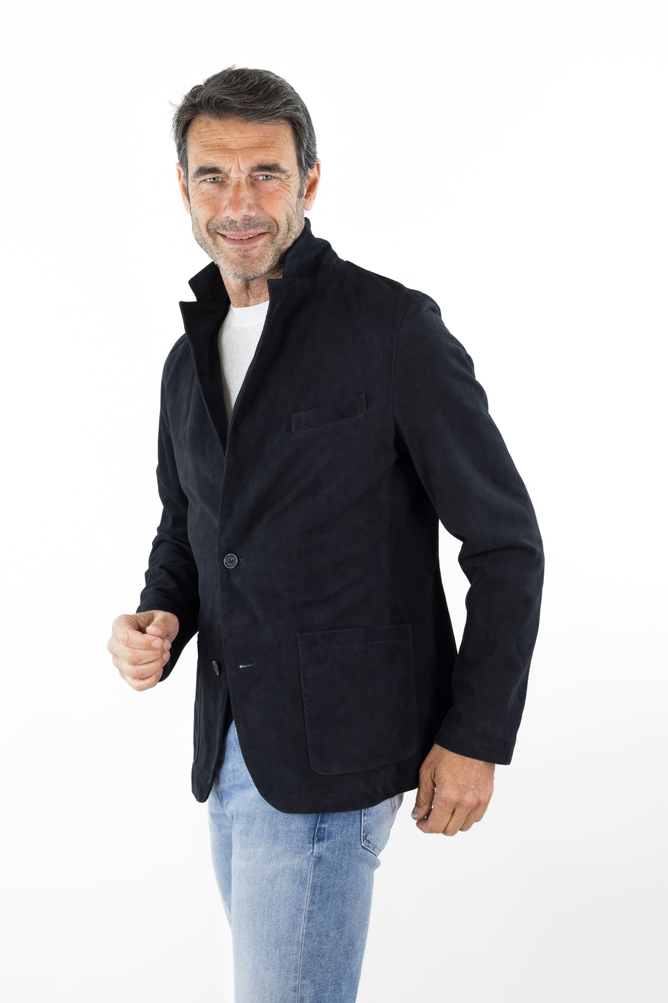 CONTRASTWAY Giacca Blazer Suede Light Wash Blu