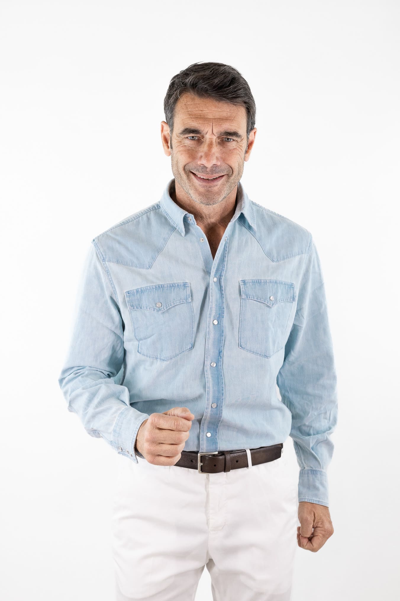 DONDUP Camicia Texana Denim Chiaro
