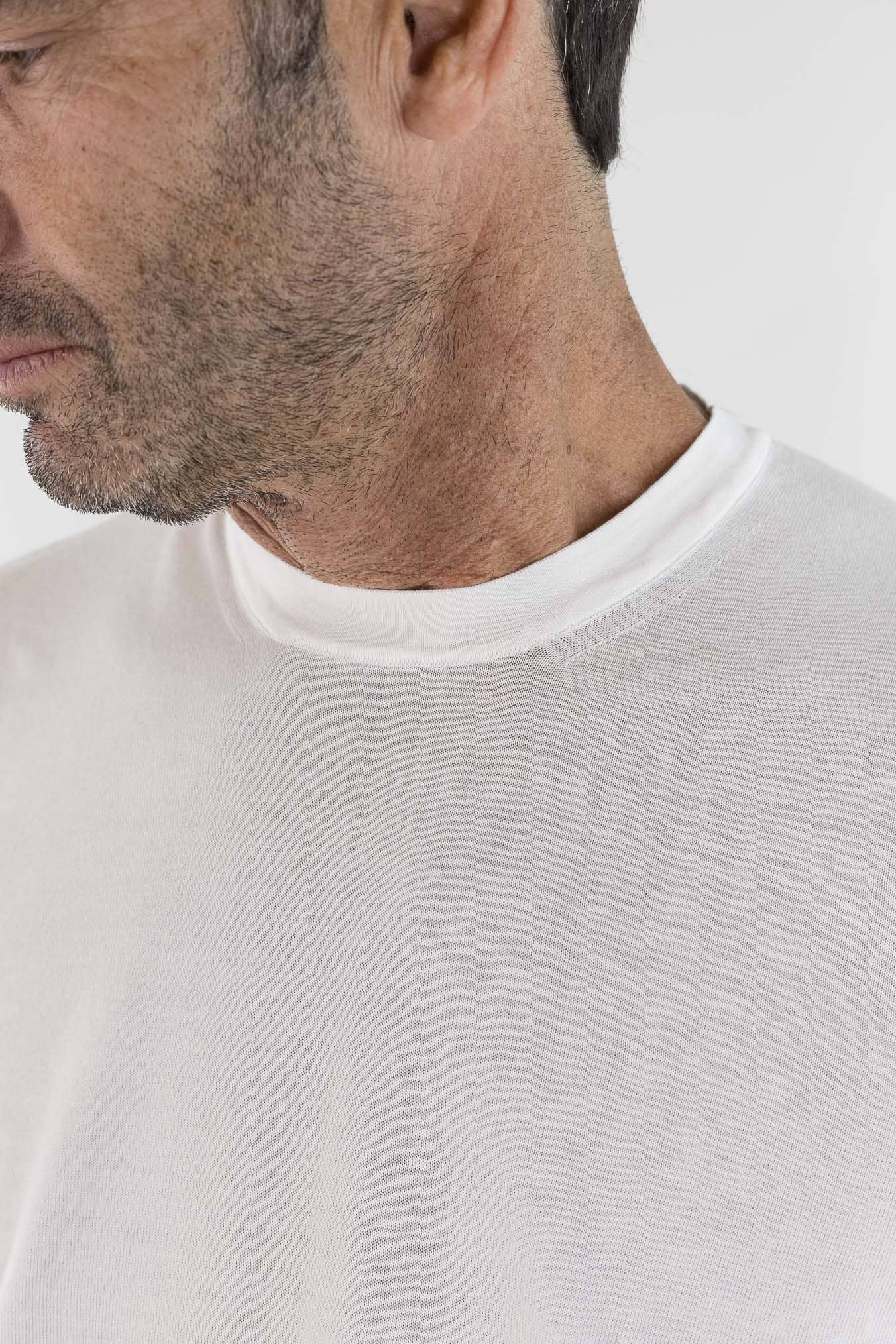 DRUMOHR Girocollo Cotone Frosted Maniche Lunghe Bianco