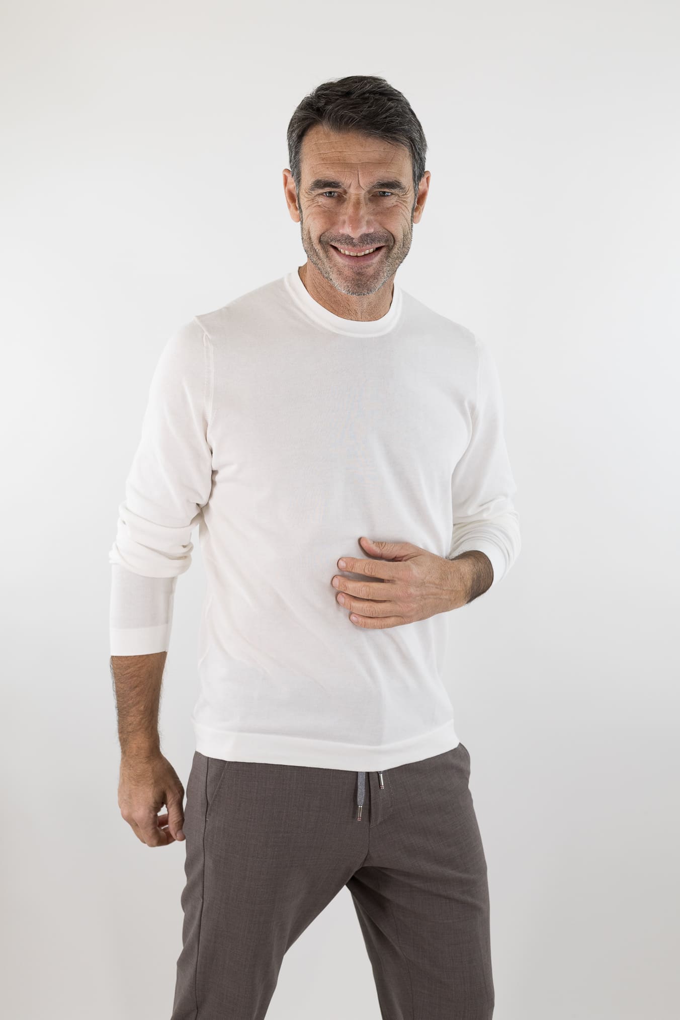 DRUMOHR Girocollo Cotone Frosted Maniche Lunghe Bianco