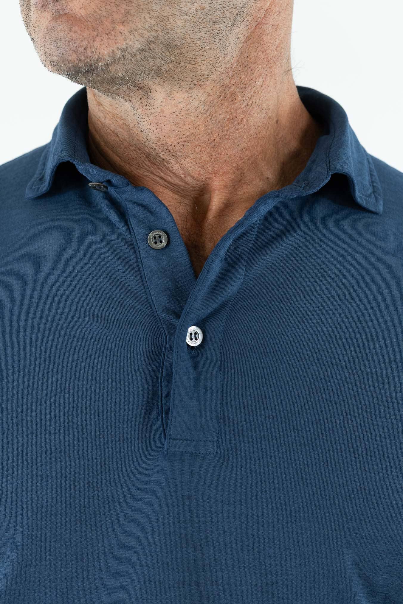 DRUMOHR Polo Cotone Light Crêpe Blu Petrolio