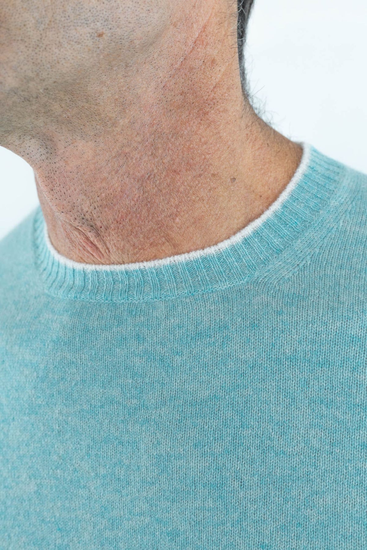 FEDELI Girocollo Cashmere "Argentina Persia" Turchese Mélange