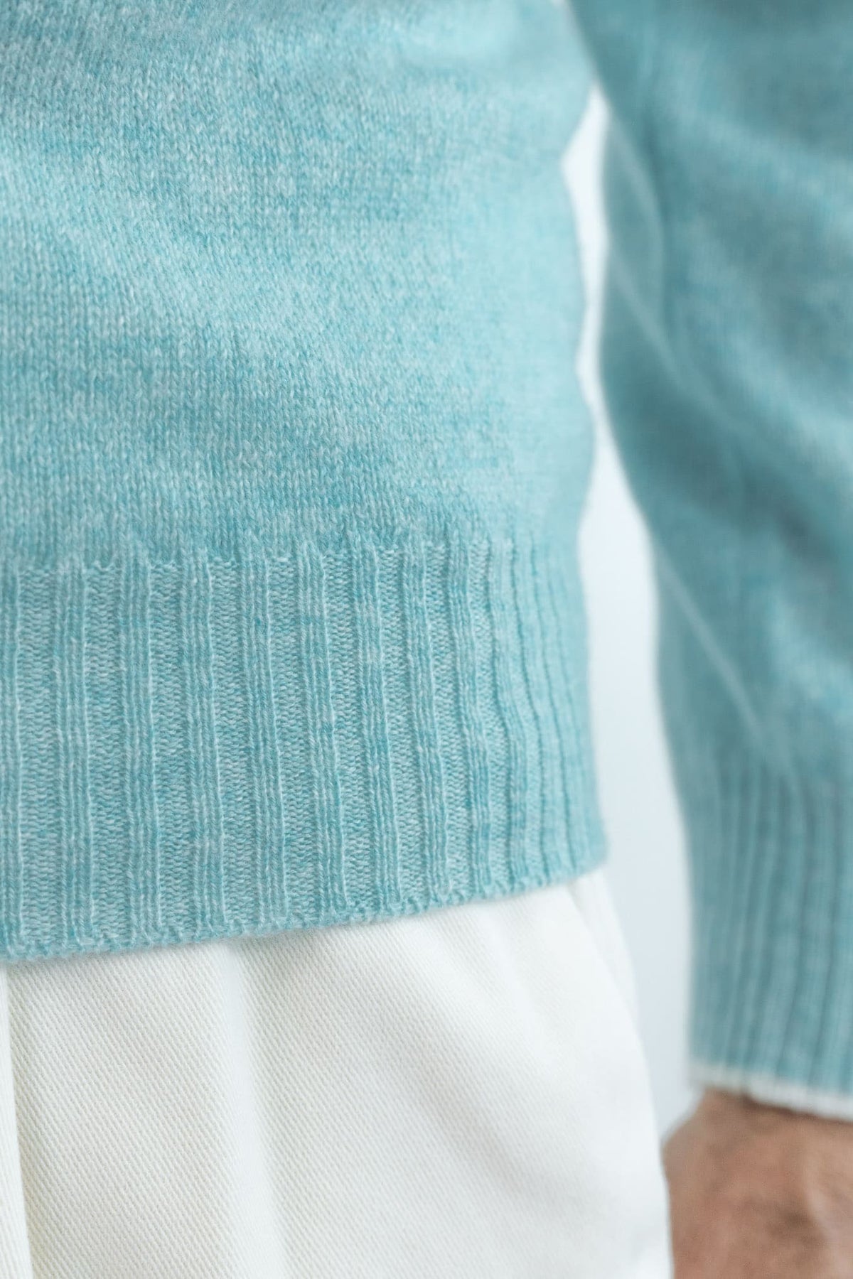 FEDELI Girocollo Cashmere "Argentina Persia" Turchese Mélange