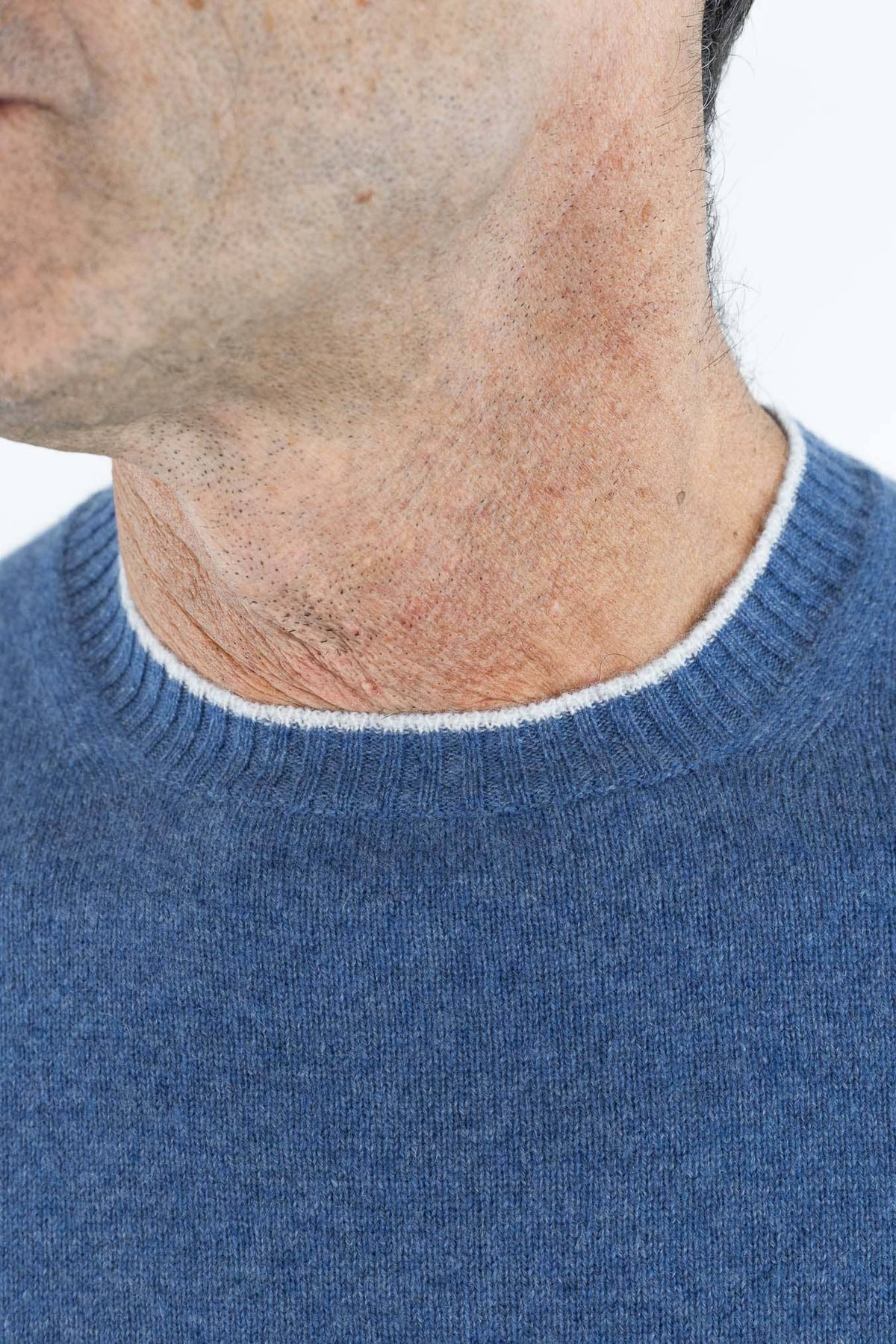 FEDELI Girocollo Cashmere "Argentina Persia" Blu Denim