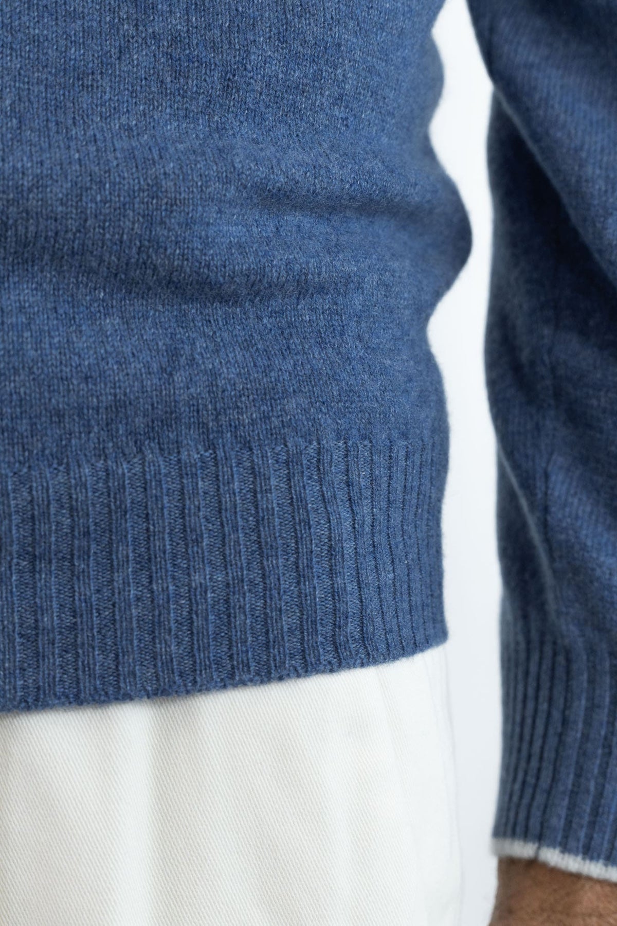 FEDELI Girocollo Cashmere "Argentina Persia" Blu Denim