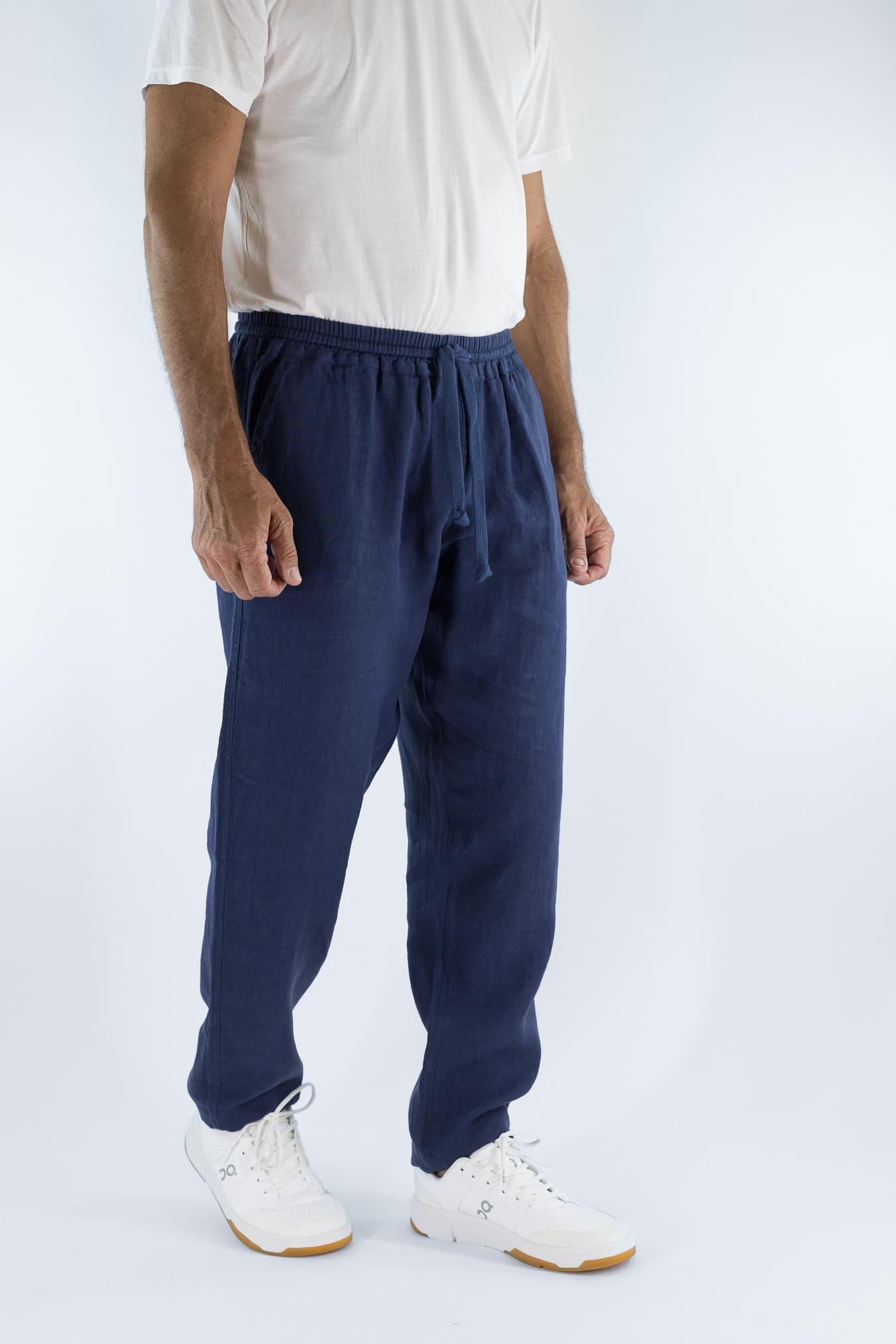 FEDELI Pantaloni Lino Comfort "Bonifacio" Blu