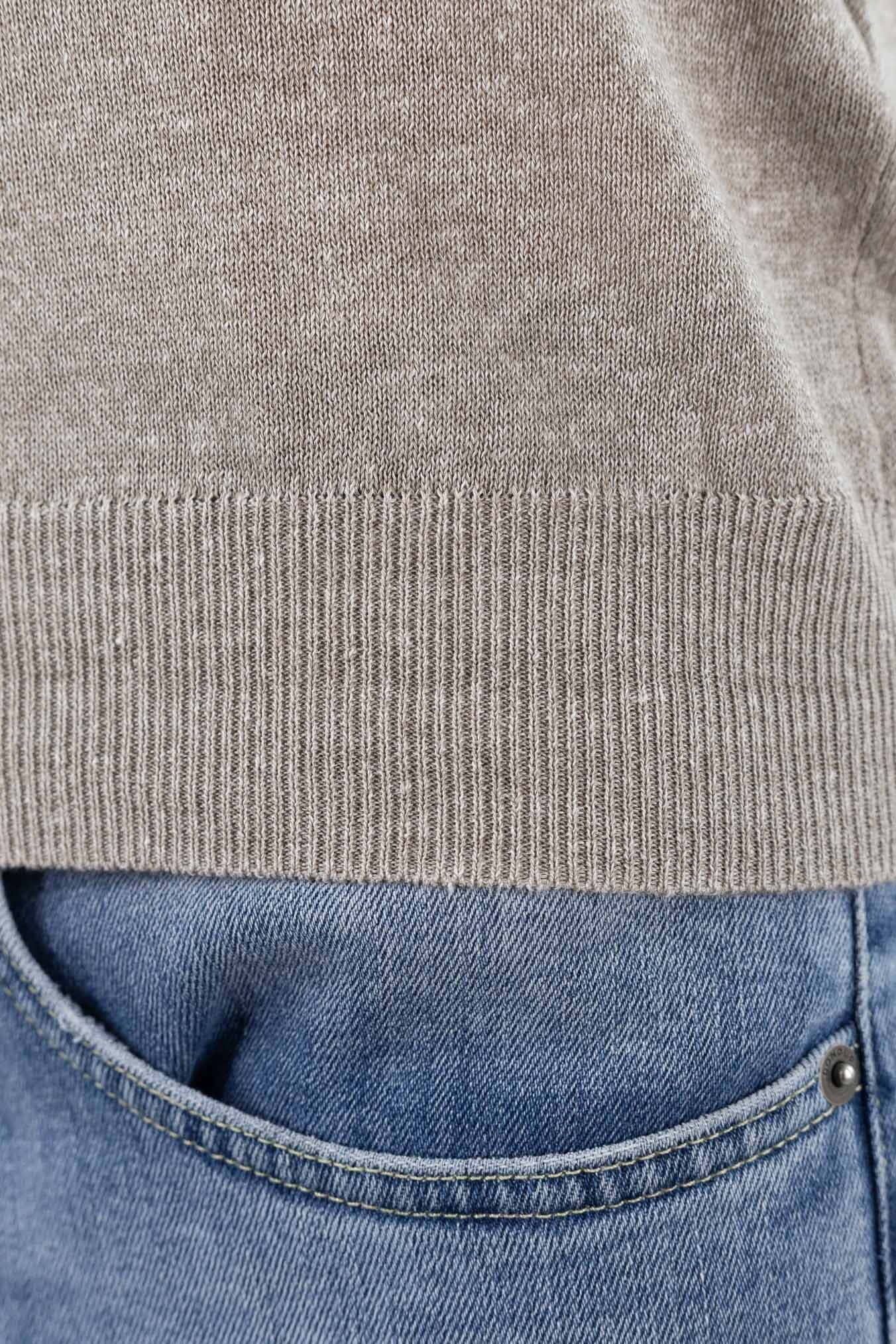 FEDELI Girocollo "David" Lino Cotone Bicolore Beige