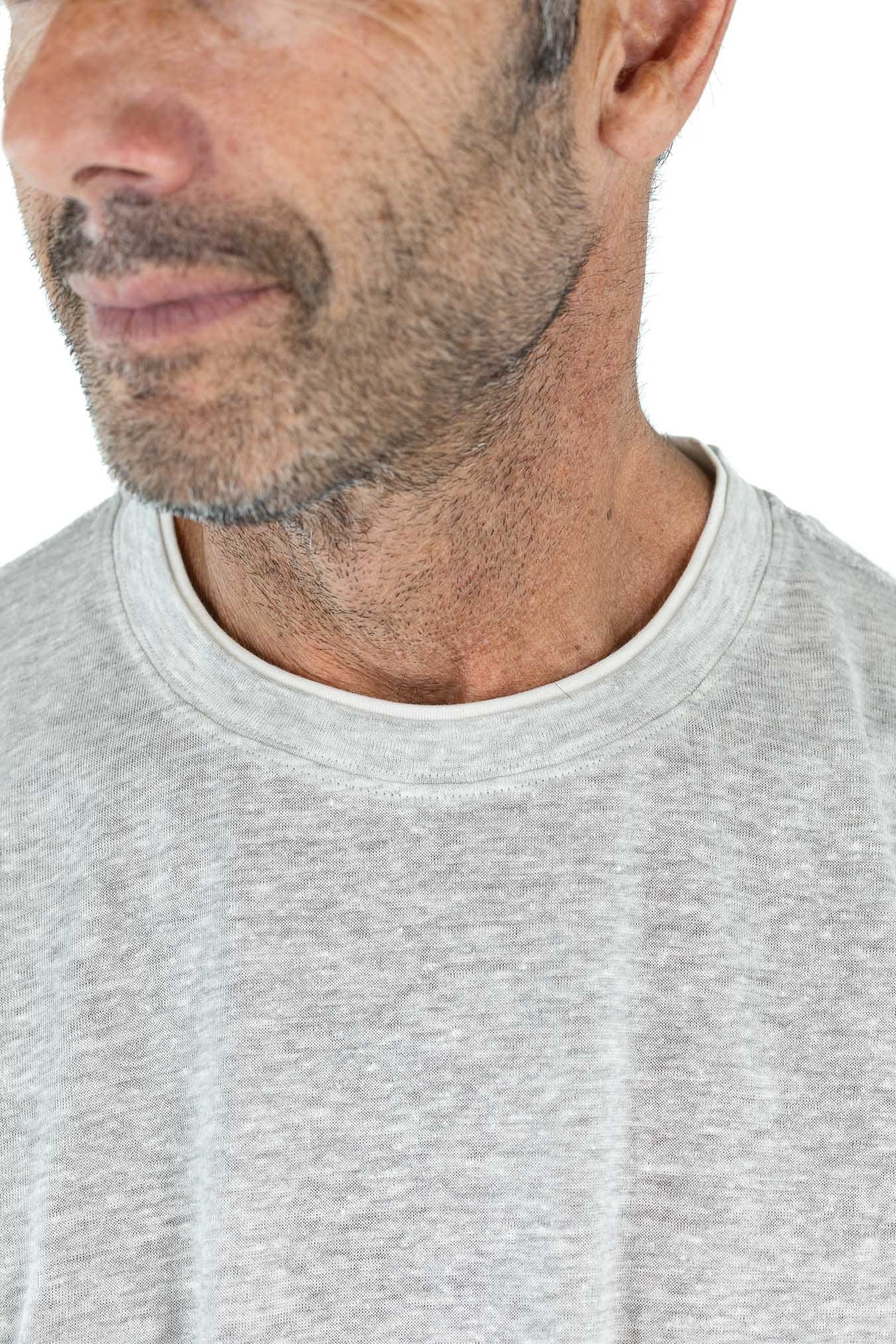 FEDELI T-Shirt "Duo" Jersey Mèlange Grigio Chiaro