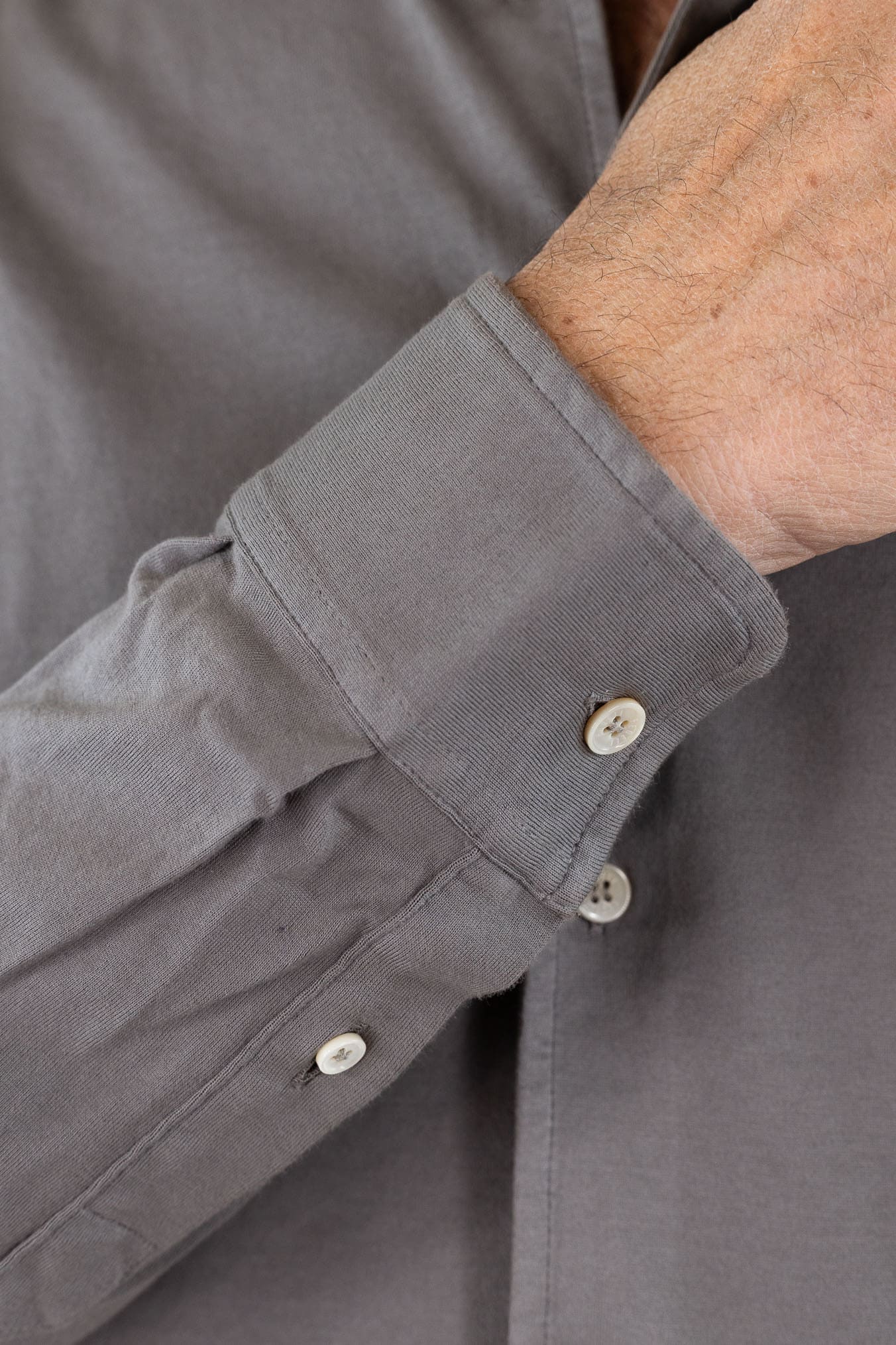 FEDELI Camicia "Jason" Jersey Cotone Fango