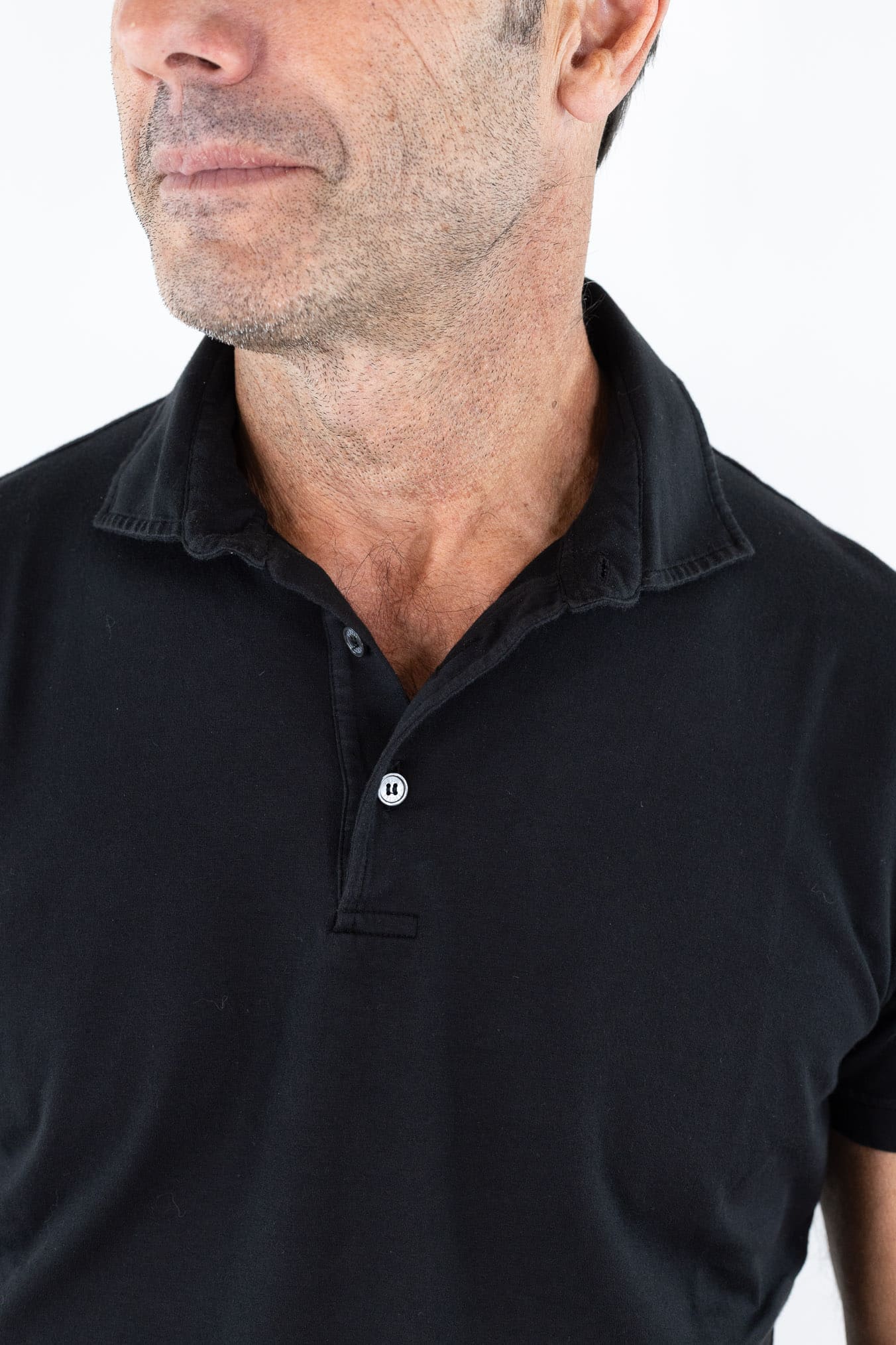 FEDELI Polo Cotone Jersey Elasticizzato Nero