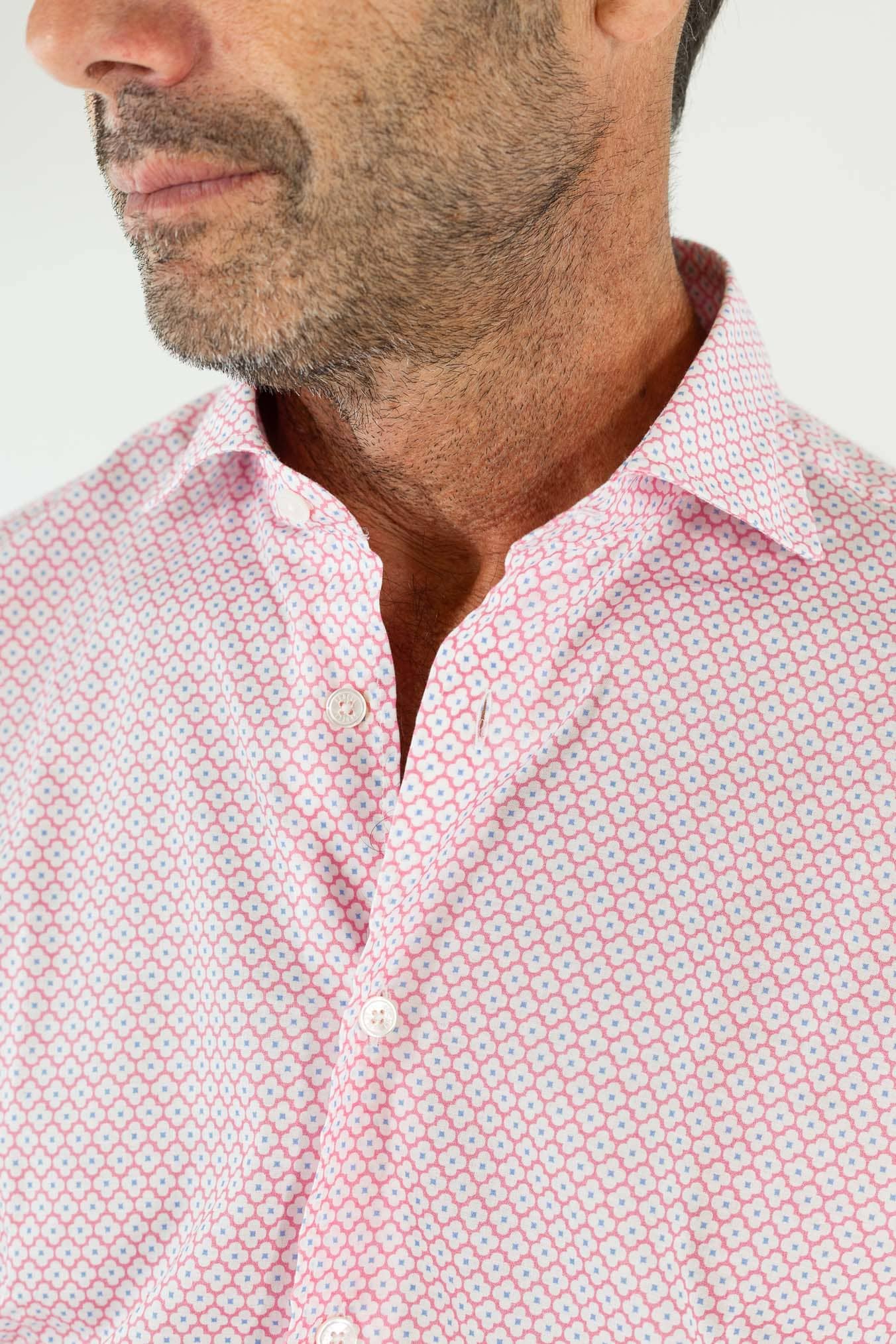 FEDELI Camicia "Sean" Panamino Voile Cotone Rosa