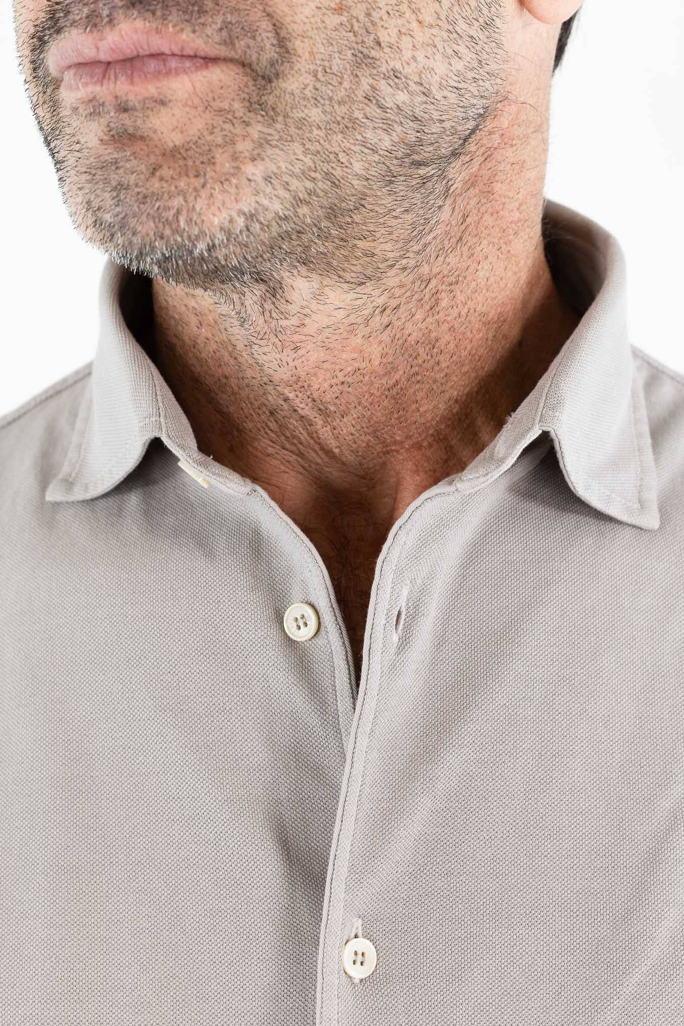 FEDELI Camicia "Steven" SuperLight Piquet Tortora