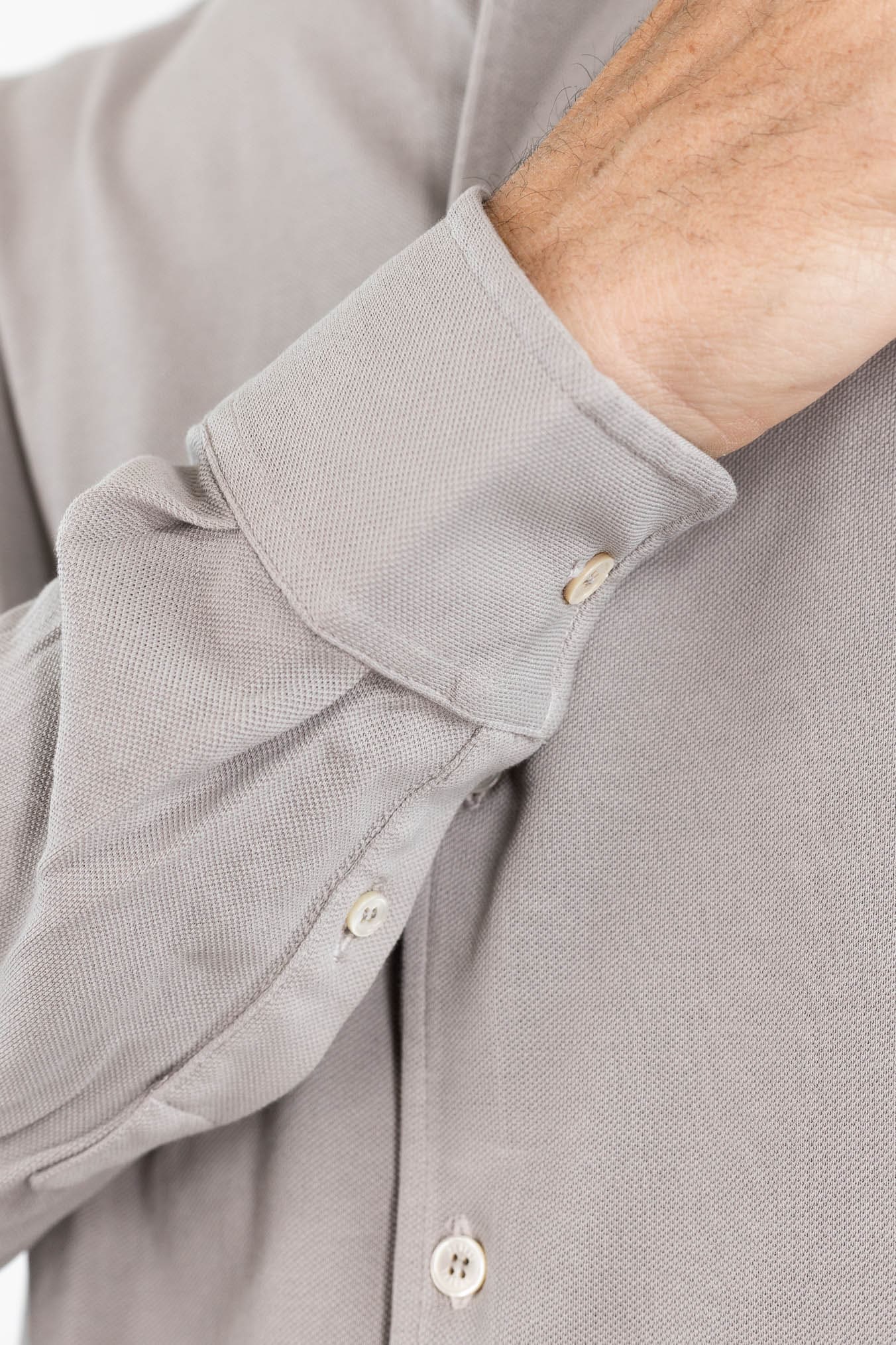 FEDELI Camicia "Steven" SuperLight Piquet Tortora