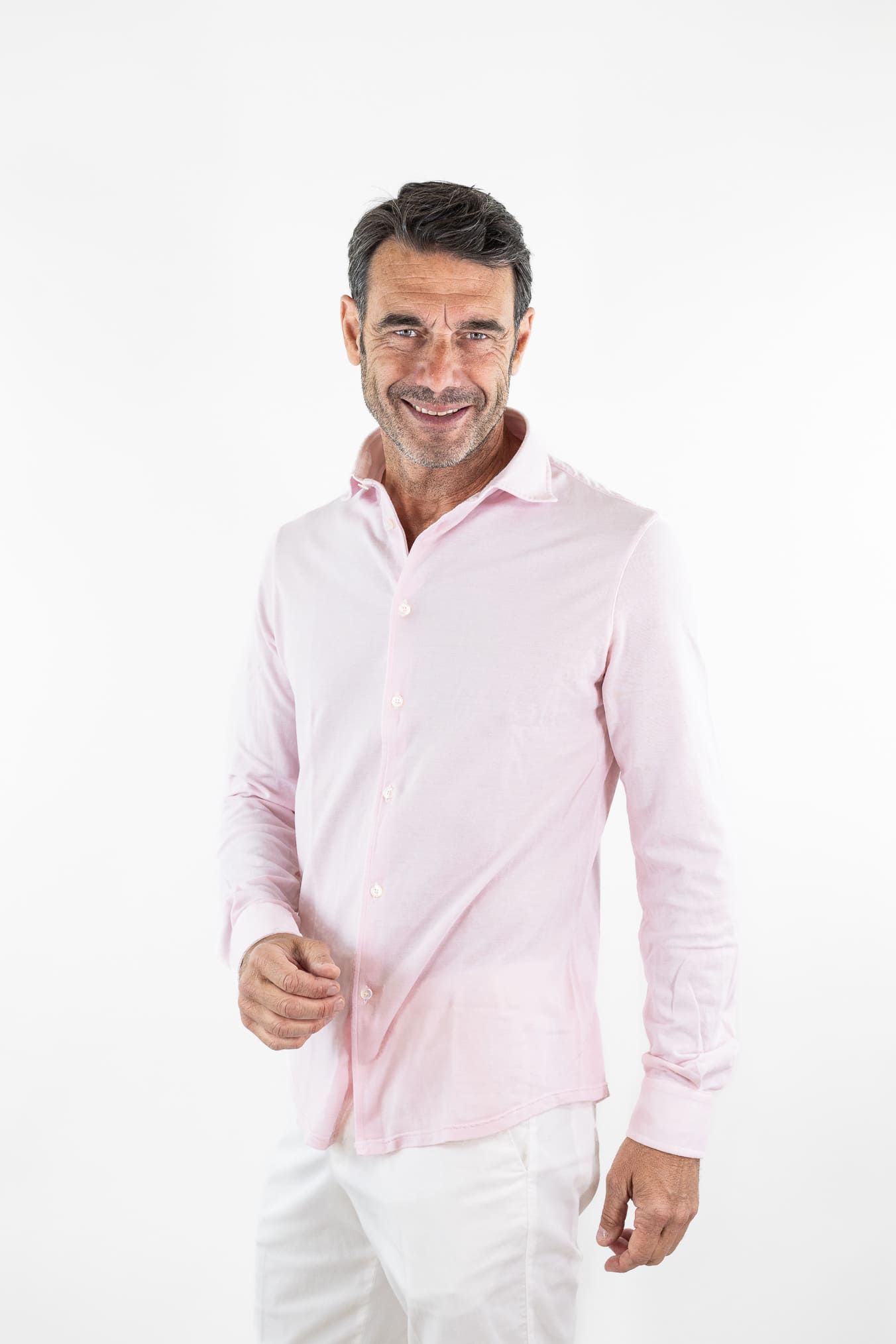 FEDELI Camicia "Steven" SuperLight Piquet Rosa