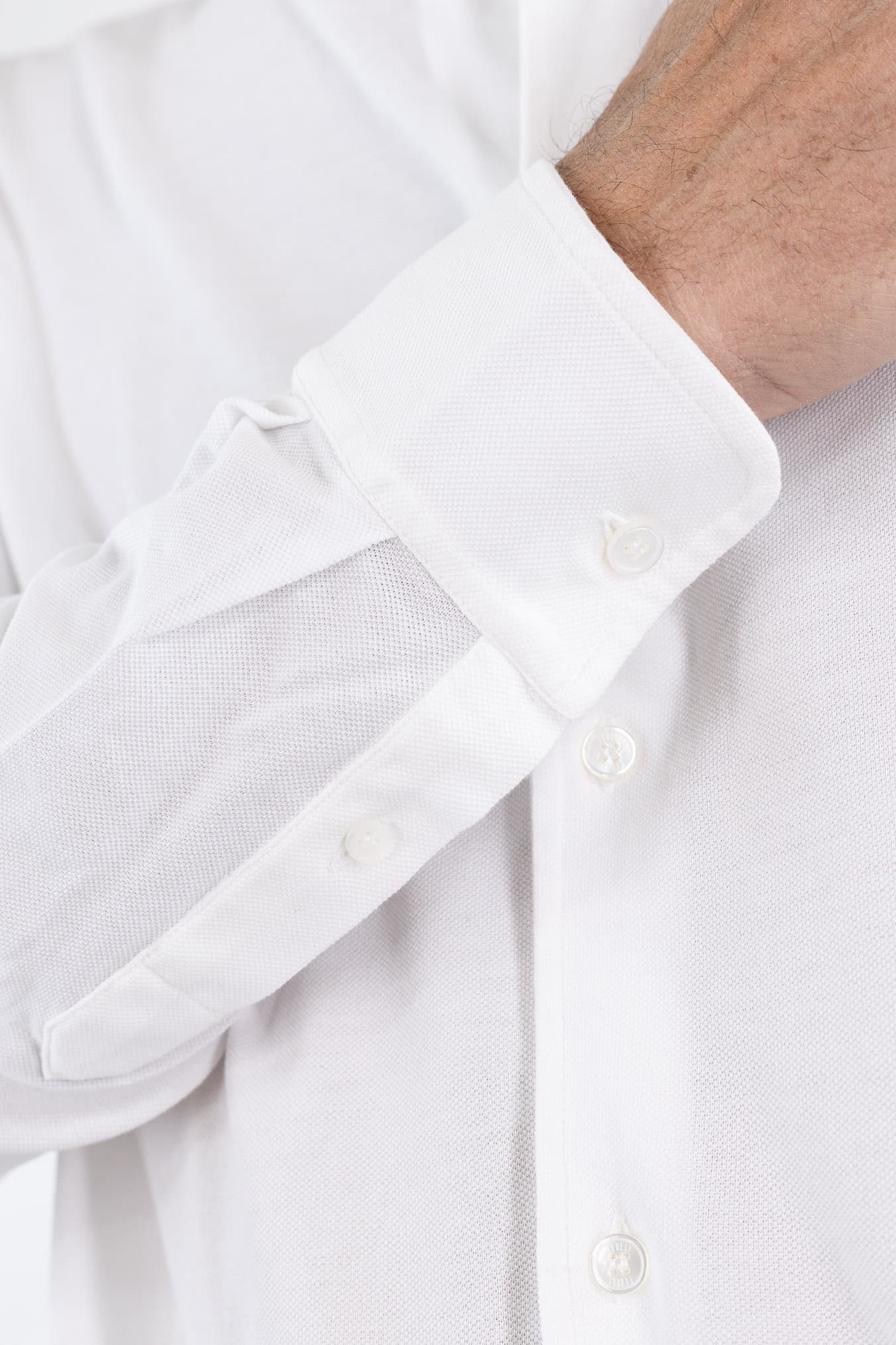 FEDELI Camicia "Steven" SuperLight Piquet Bianco