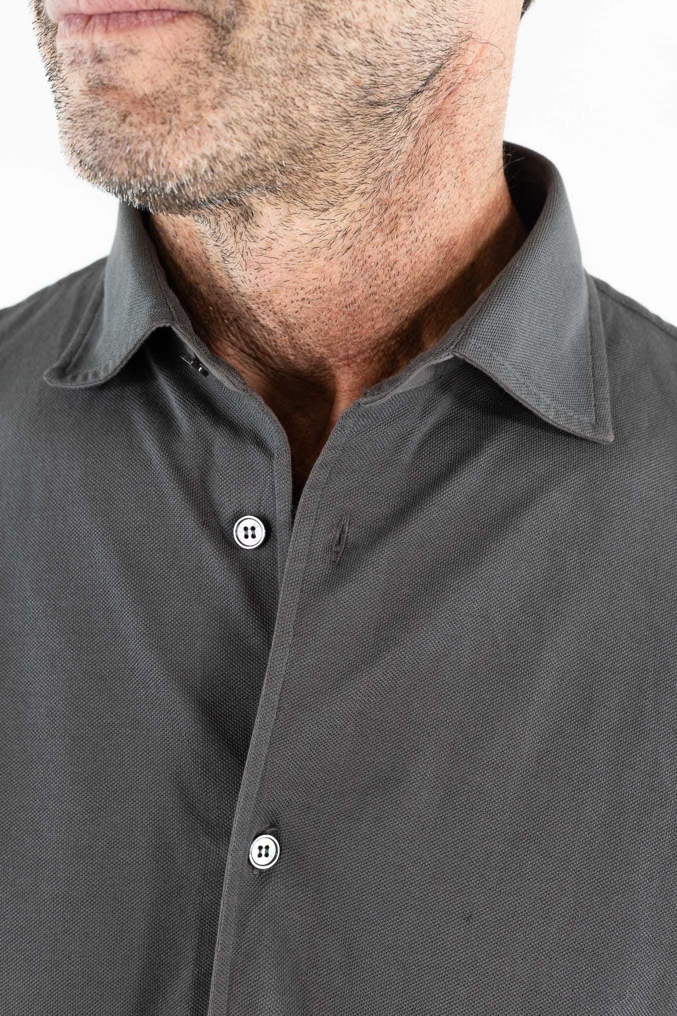 FEDELI Camicia "Steven" SuperLight Piquet Grigio