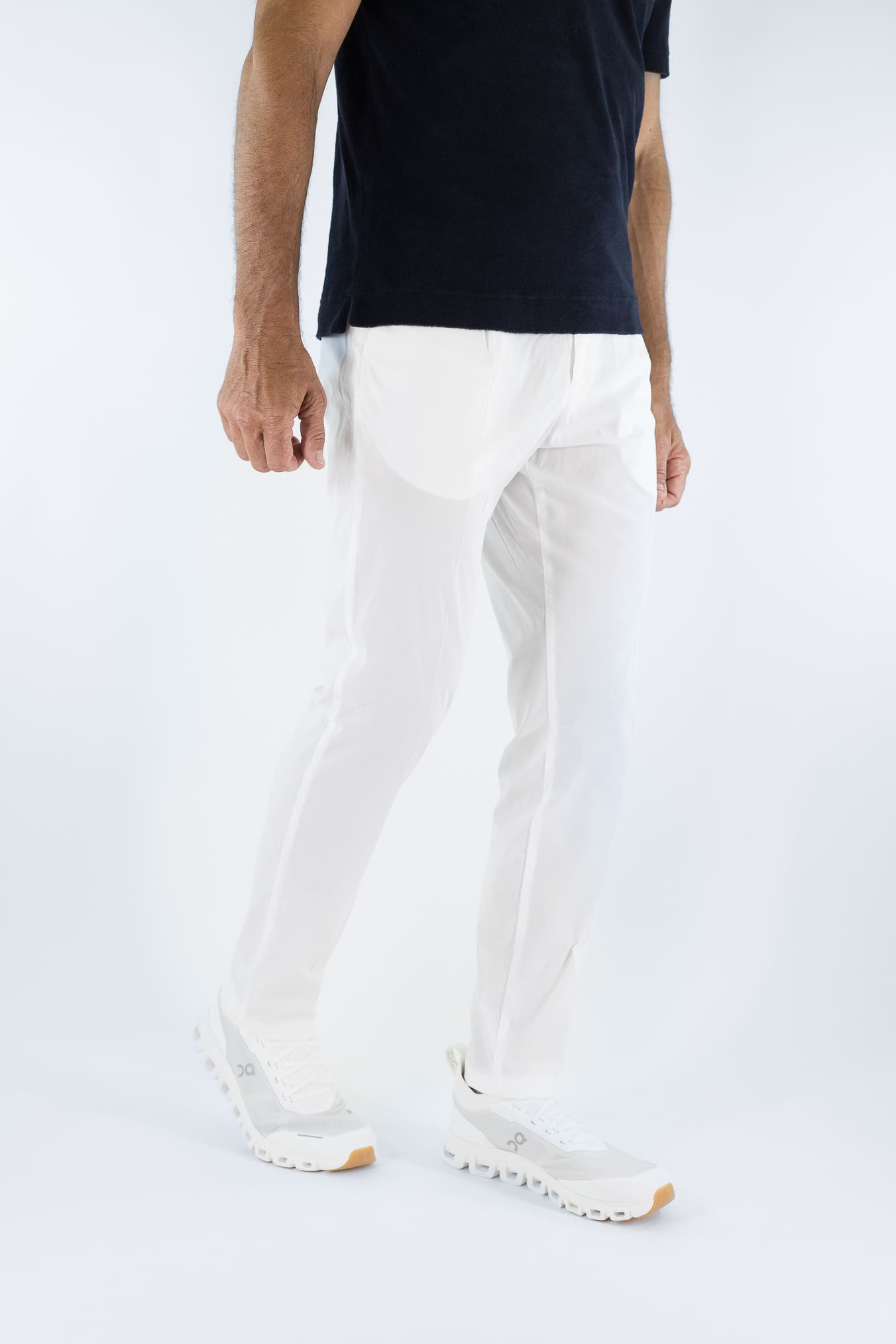 FEDELI Pantaloni "Yale" Cotone Elasticizzato Bianco